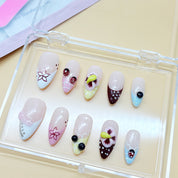 zb65..A display board featuring 24 different styles of fashionable and trendy nail art.