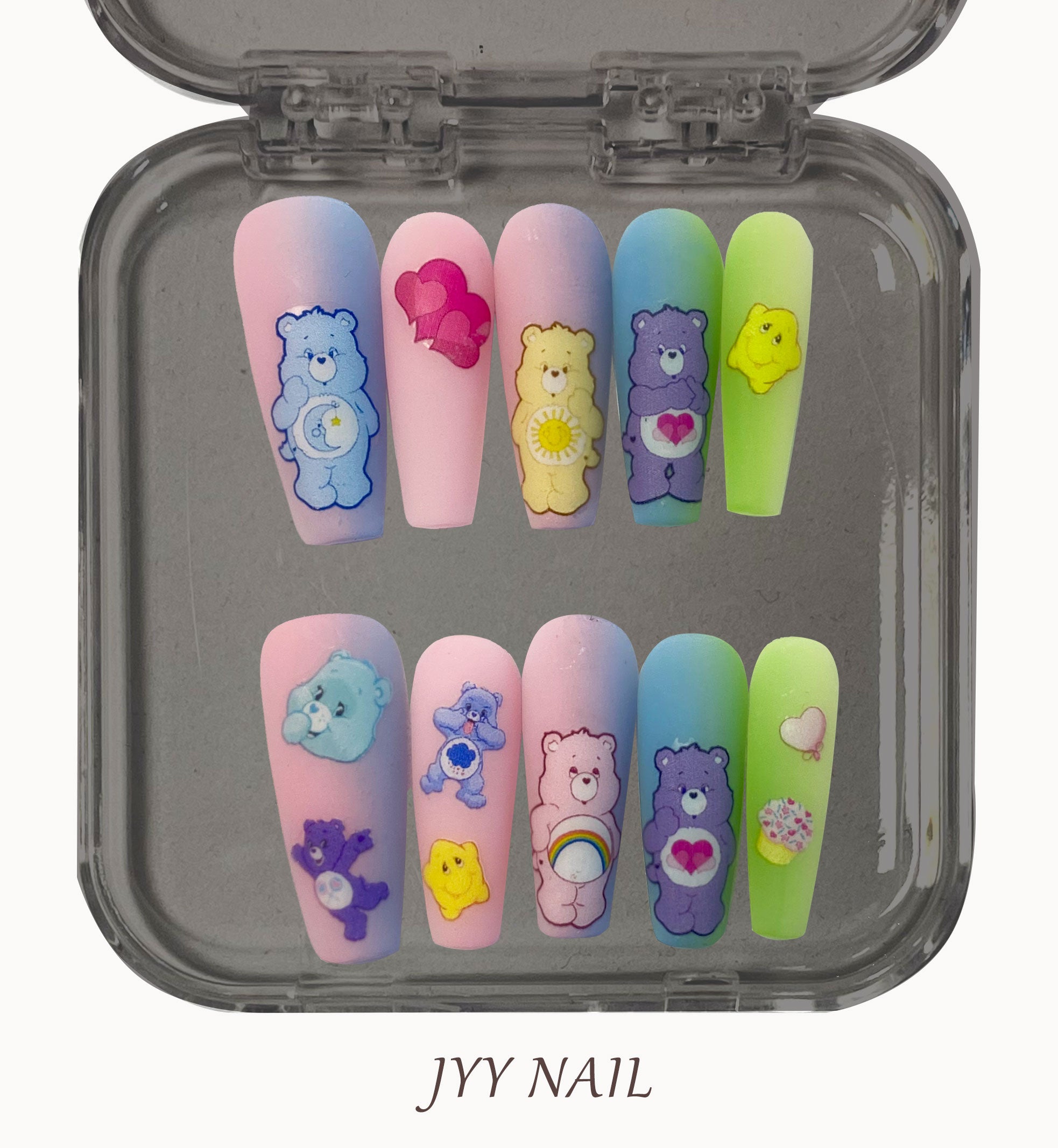 A134 Painted bear：Cute style hand-painted bear series nail art