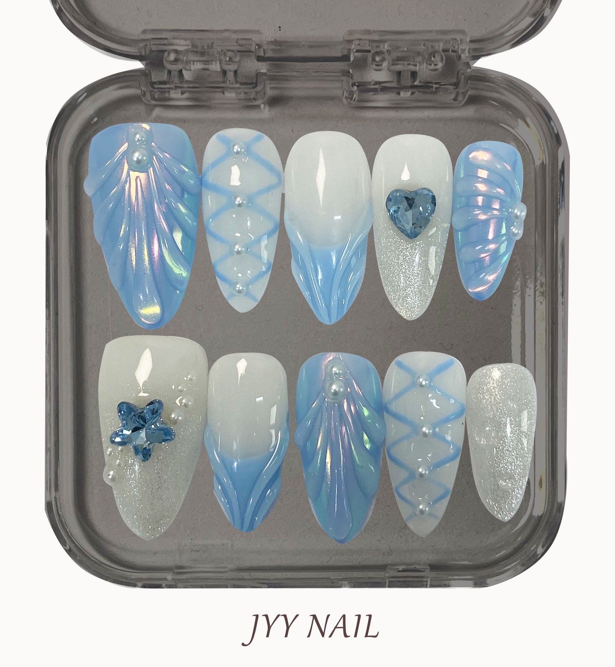 A144 Light blue ballet:Hand pinched light blue ballet style manicure