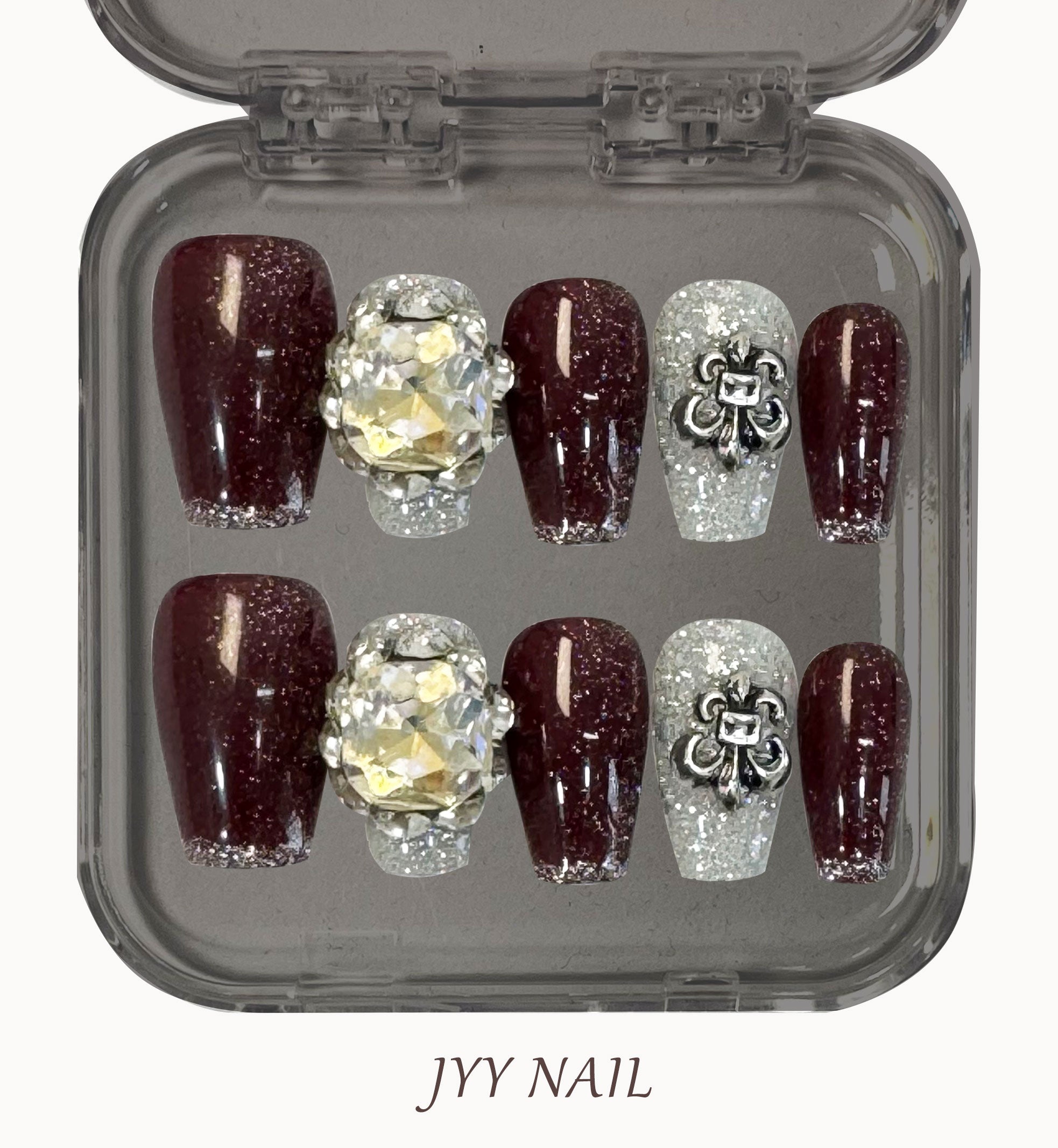 A149 Morgan red diamond：Heavy heavy diamond nail art