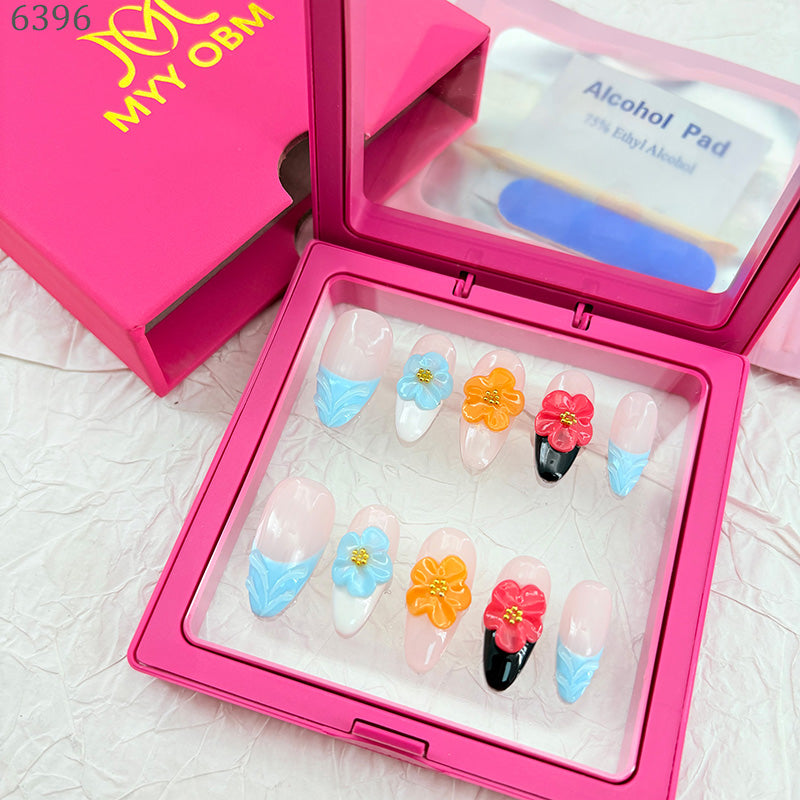 zb73..A display board featuring 24 different styles of fashionable and trendy nail wear.