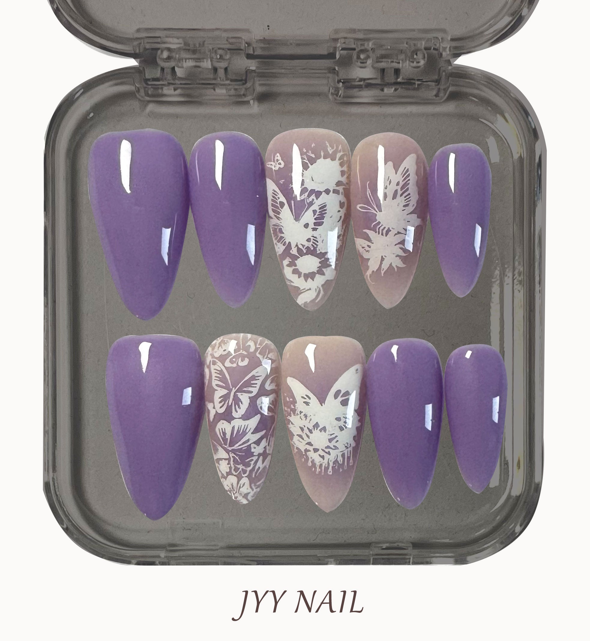A183 Purple bow:Romantic purple pure hand-painted bow custom manicure