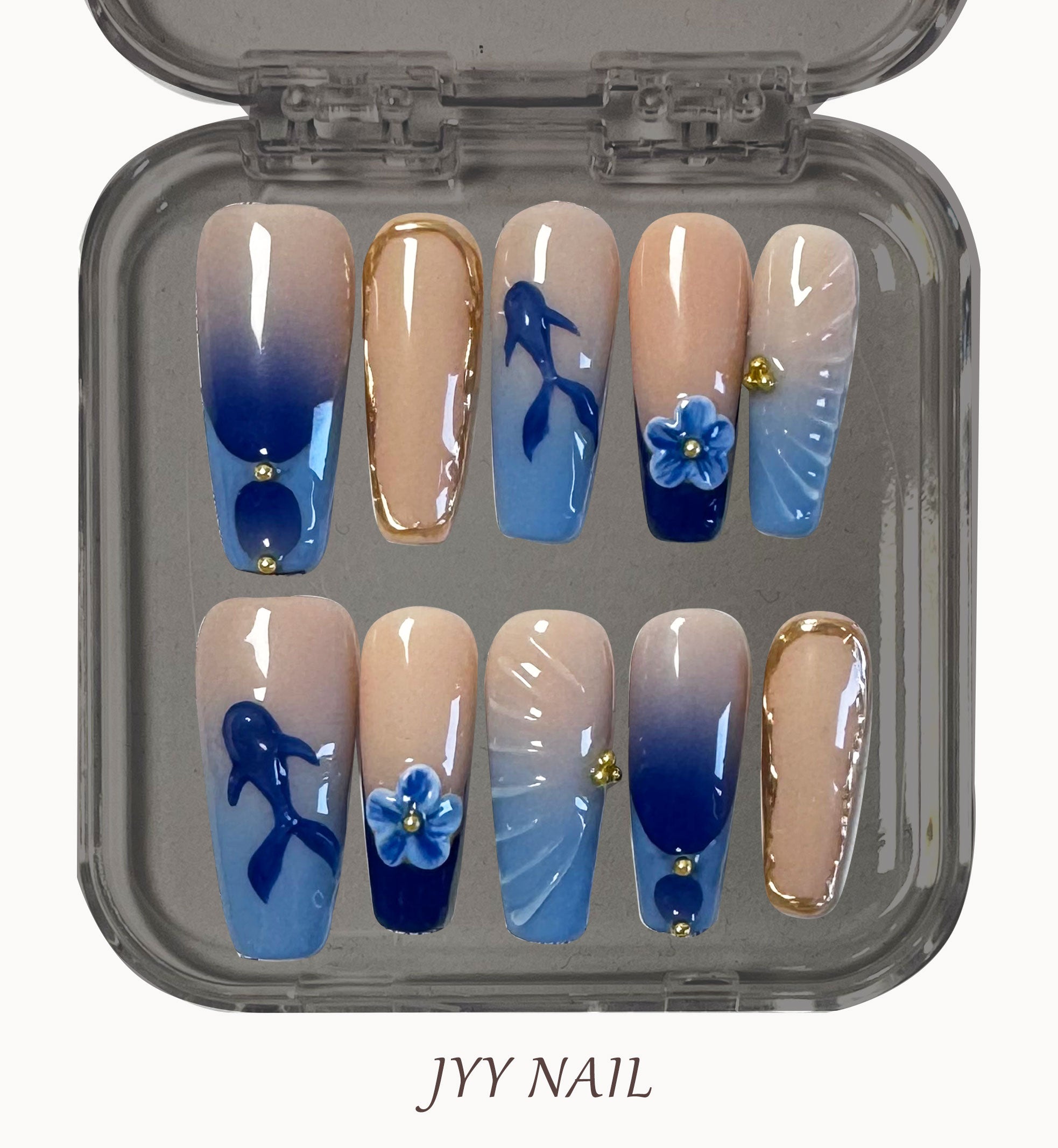 A187 Dream fishtail:Hand-painted dream fishtail series nail art