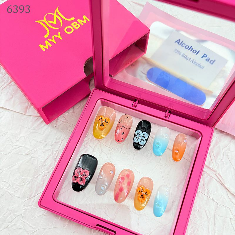 zb73..A display board featuring 24 different styles of fashionable and trendy nail wear.