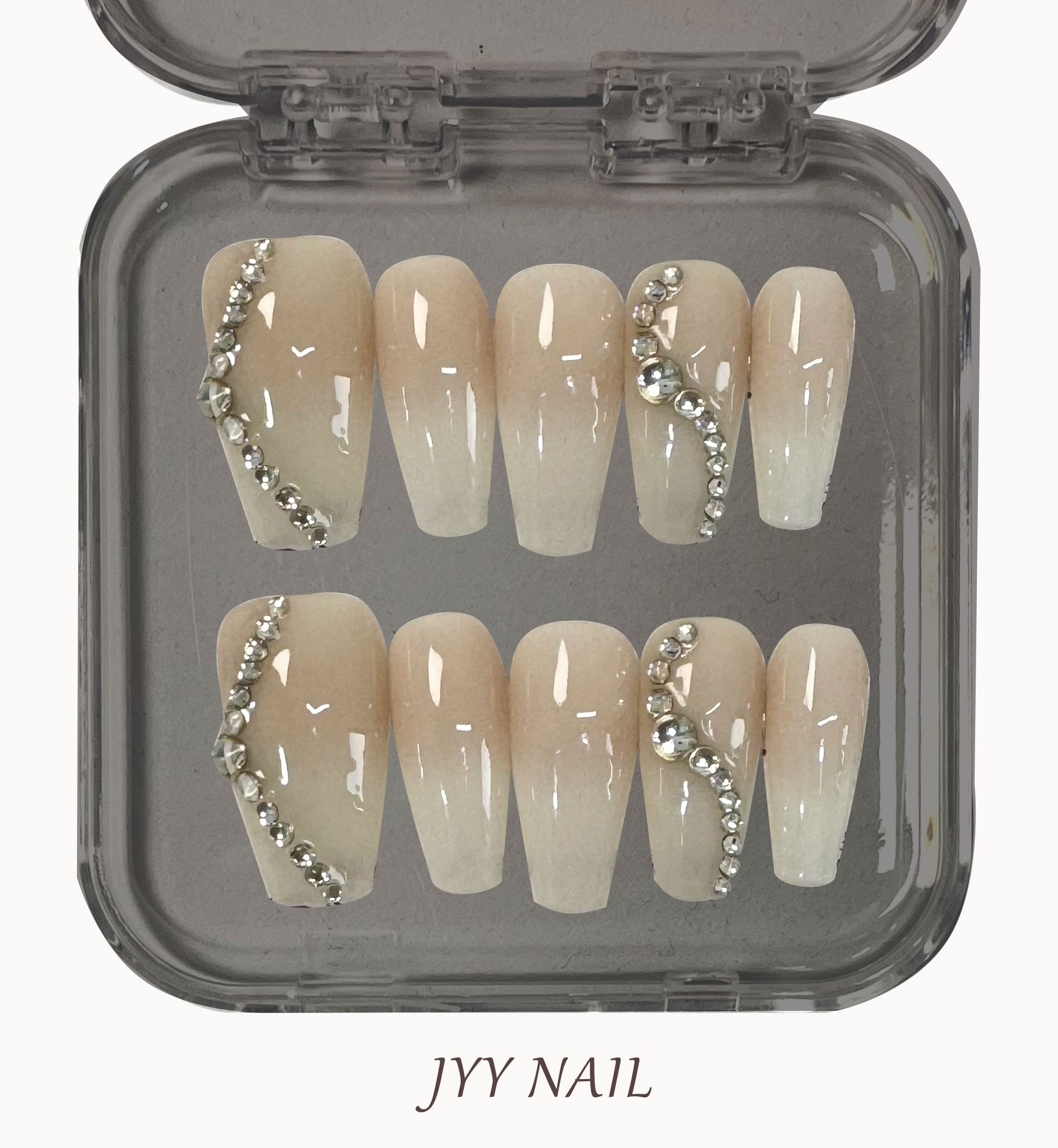 A200 Almond gradient:Custom almond nail gradient manicure