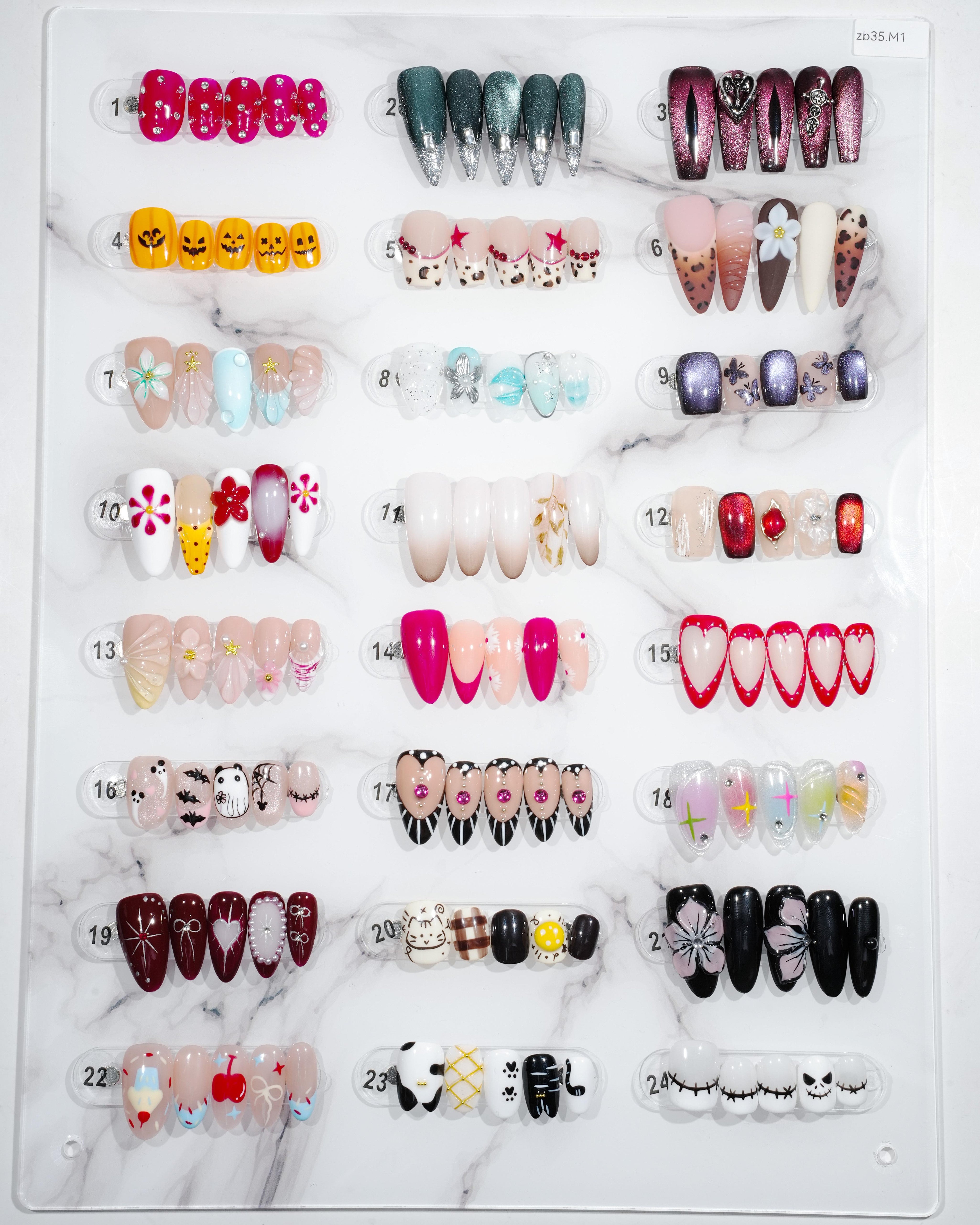 zb35..A variety of choices for almond-shaped and square-shaped wearable nails.