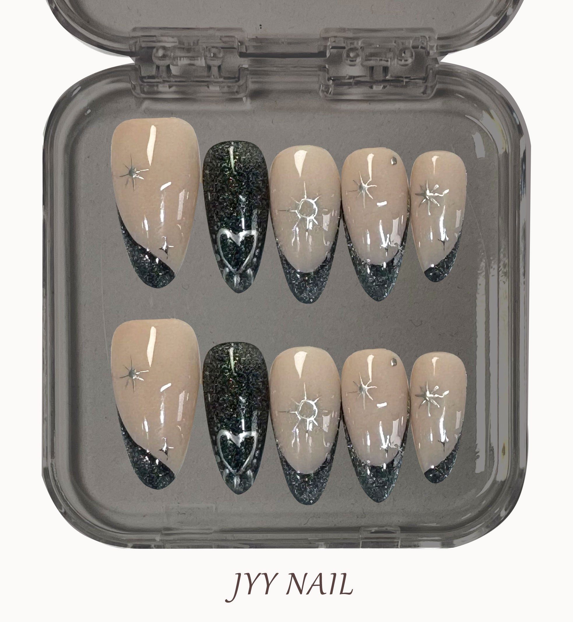A215 Crowe has a dark heart:French hand painted JYY original design nail art