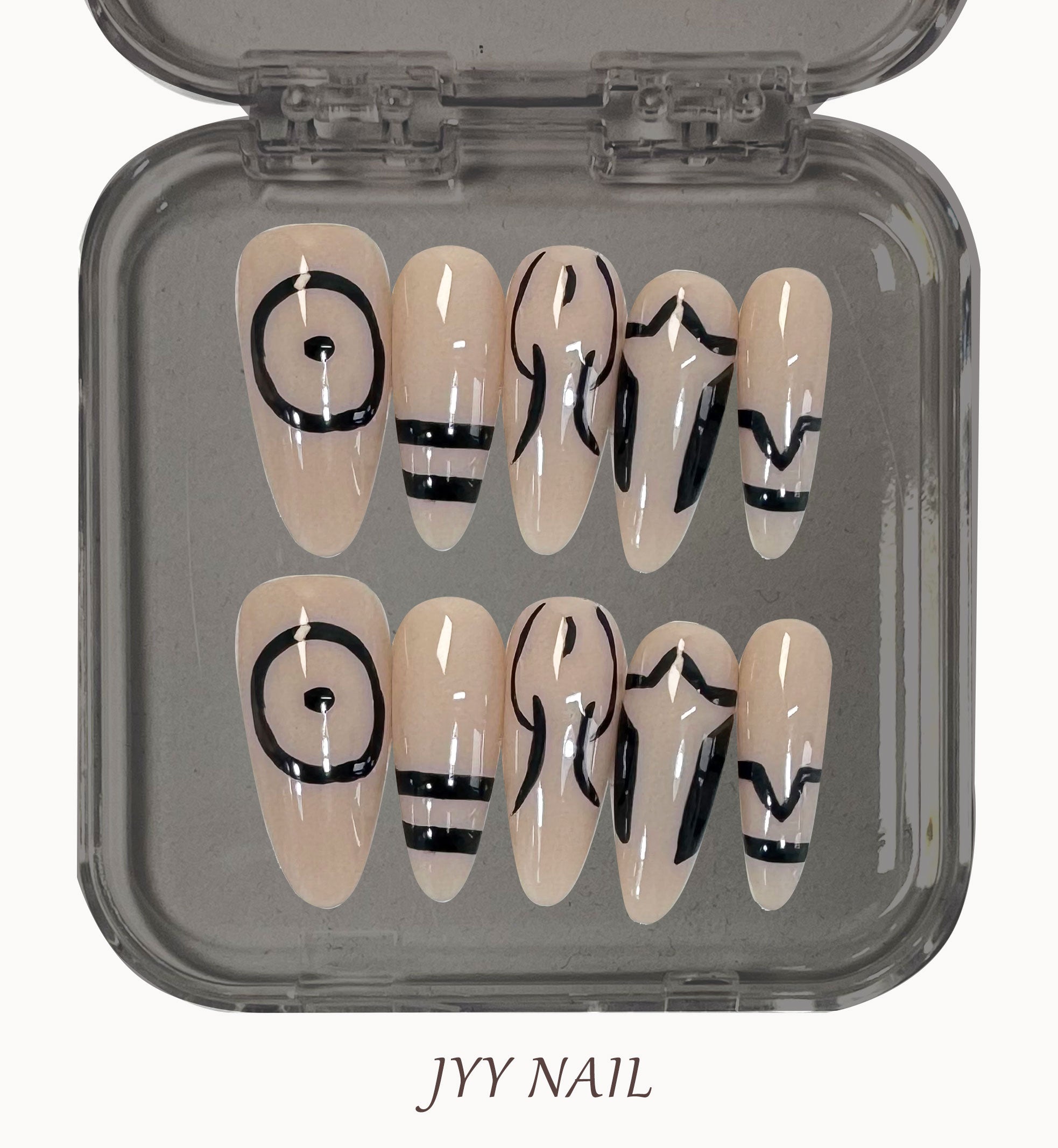 A216 Bare powder geometry:Geometric three-dimensional hand-painted nail art custom