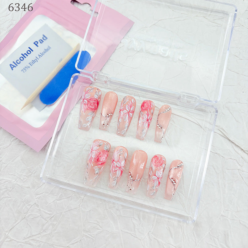 zb73..A display board featuring 24 different styles of fashionable and trendy nail wear.