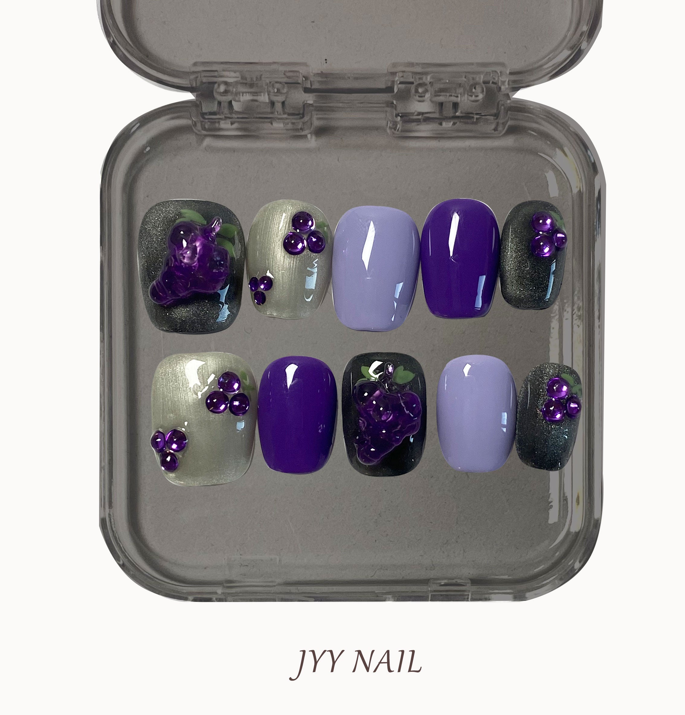 A243 Purple grape:Summer fresh purple grape nail art to figure custom