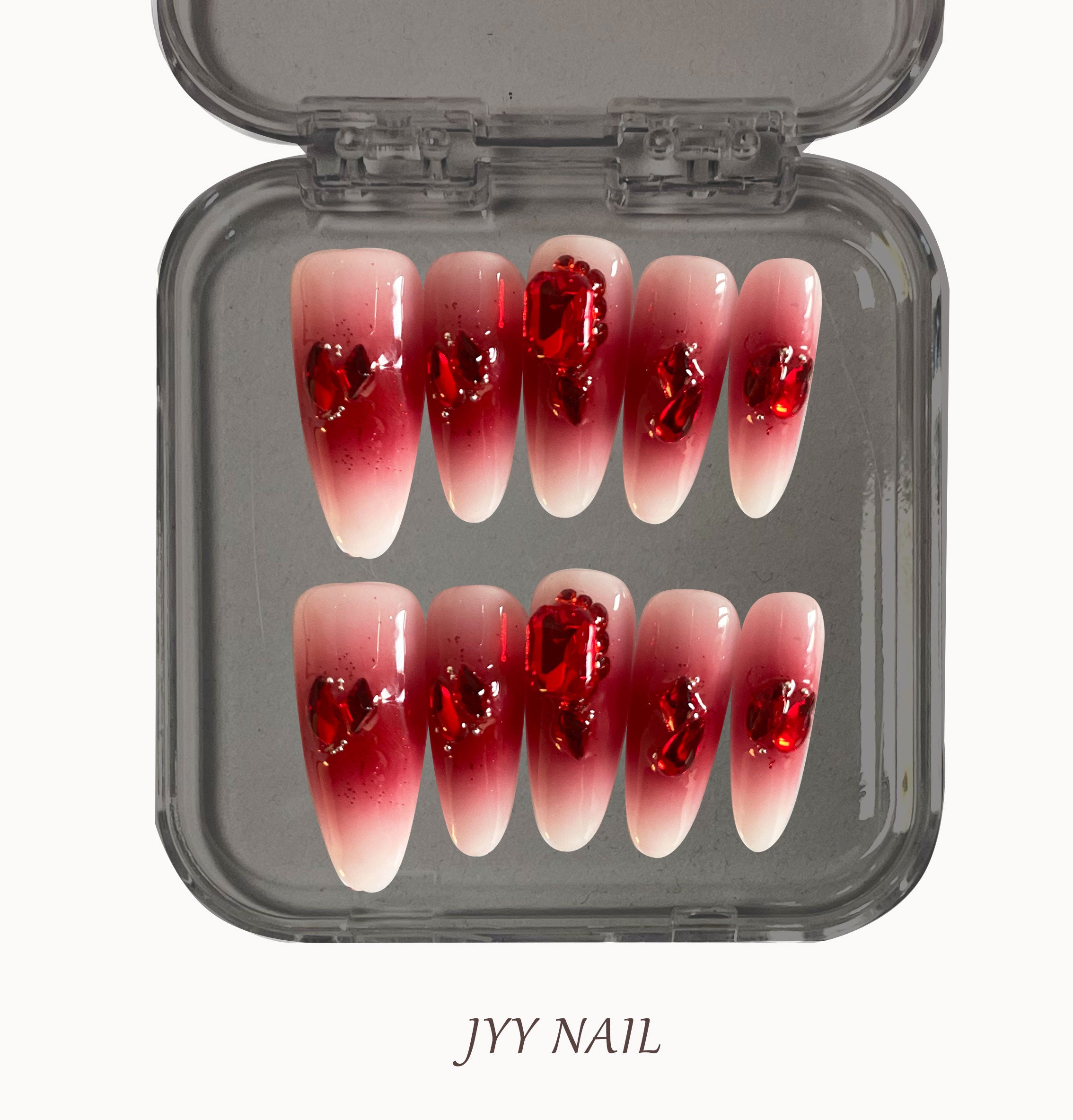 A265 Aurora red diamond:Aurora red diamond dye gradient nail art
