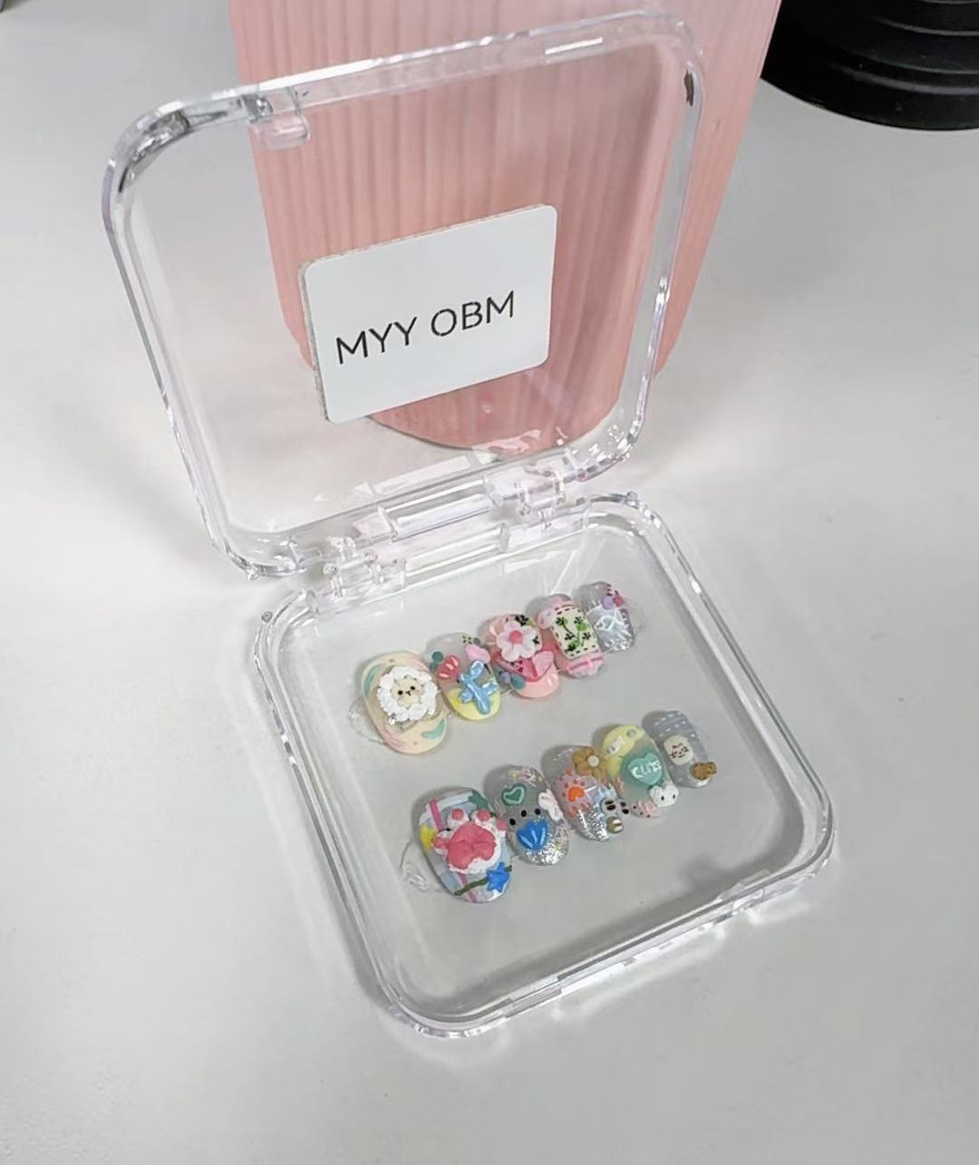 MYY OBM high-end luxury design hand-painted three-dimensional sculpture original wearable short nail art