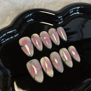 A1891-Meiyi Yi's original designer's heavy hand-painted French cat's eye nail art