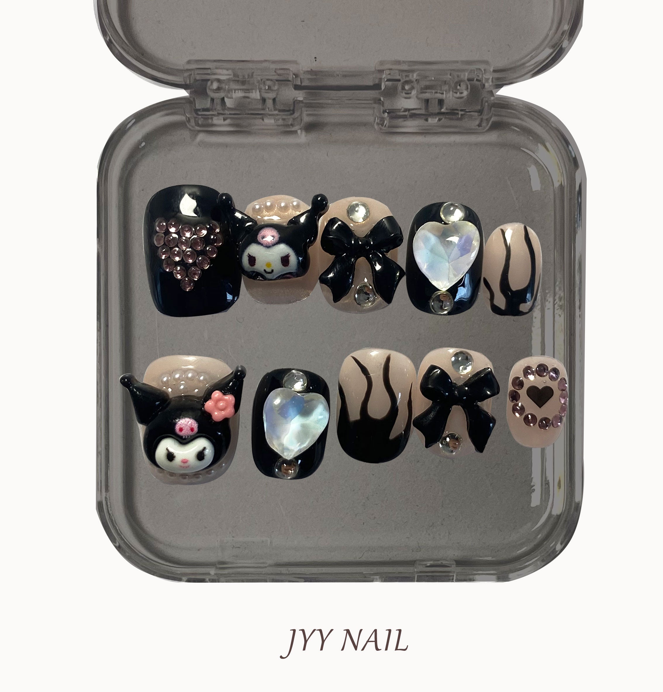 A340 Purple Kumi:Purple Kulomi 3D full diamond custom manicure