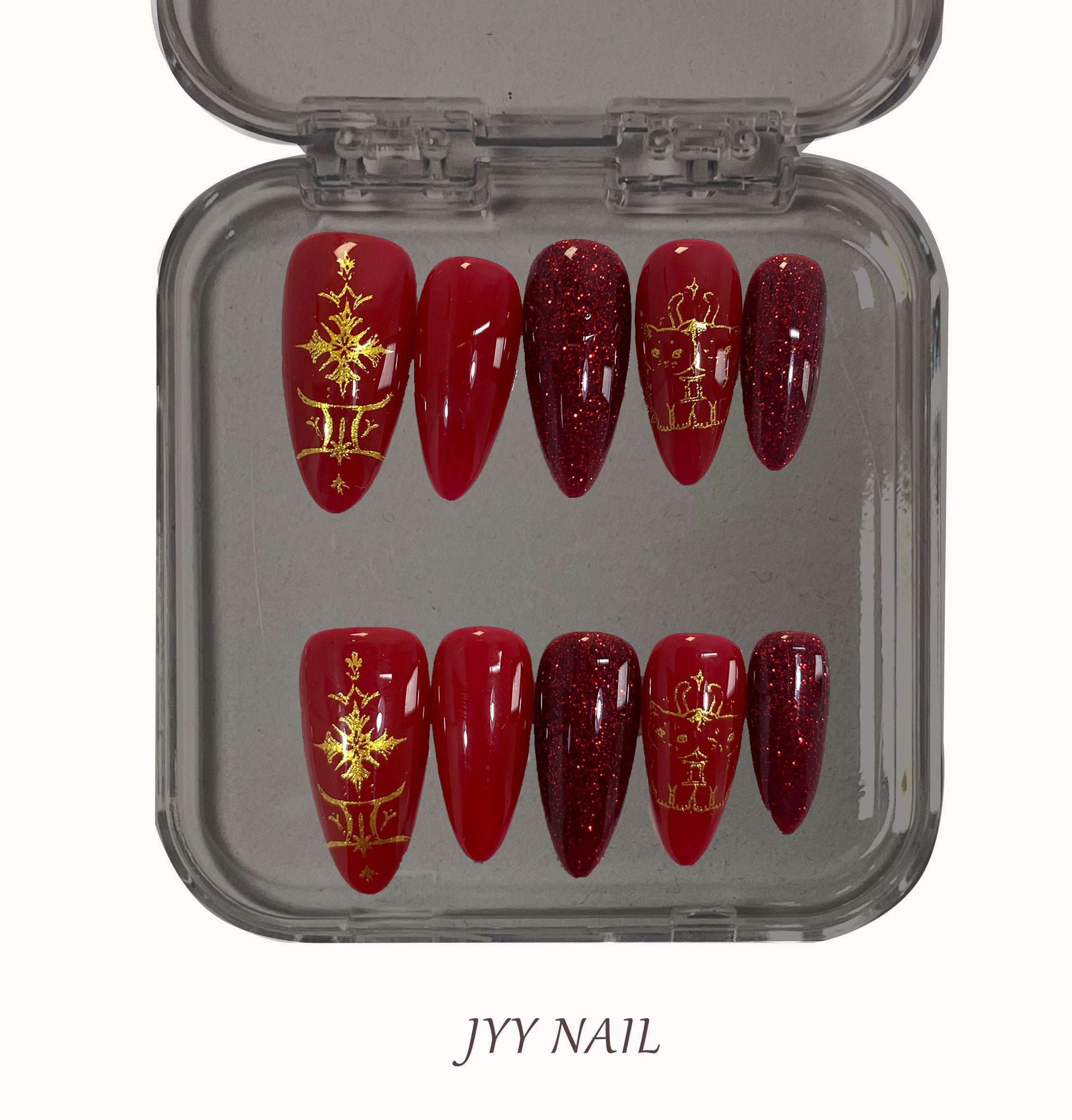 A341 Red cat eyes:Hand-painted heavy cat eye cat nail high definition series