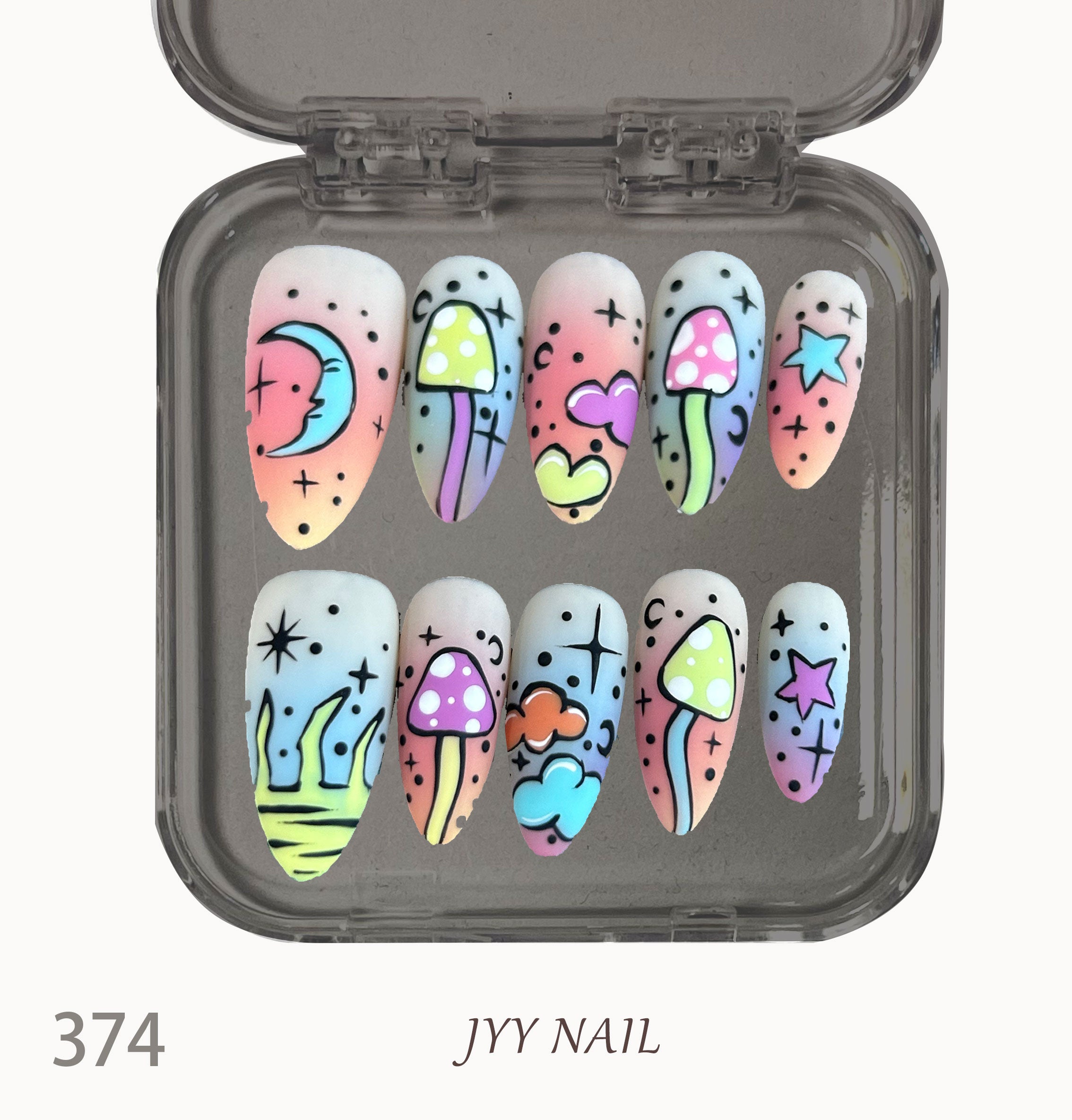 A374 Painted manor:All hand-painted Neverland Ranch Manicure