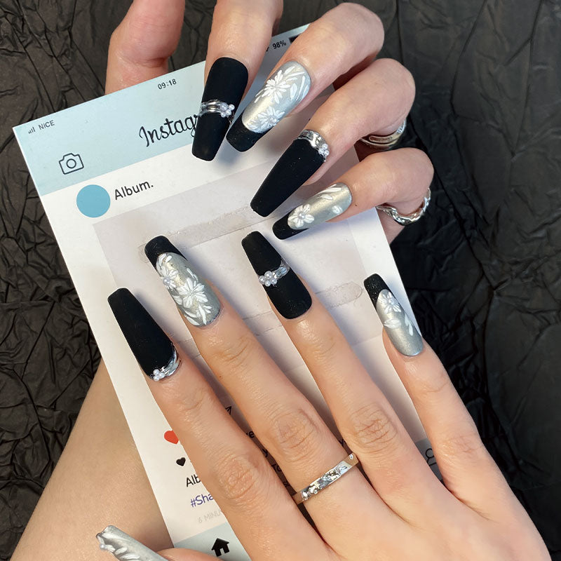 A1892-Meiyi Yi's original designer's heavy hand-painted French cat's eye nail art