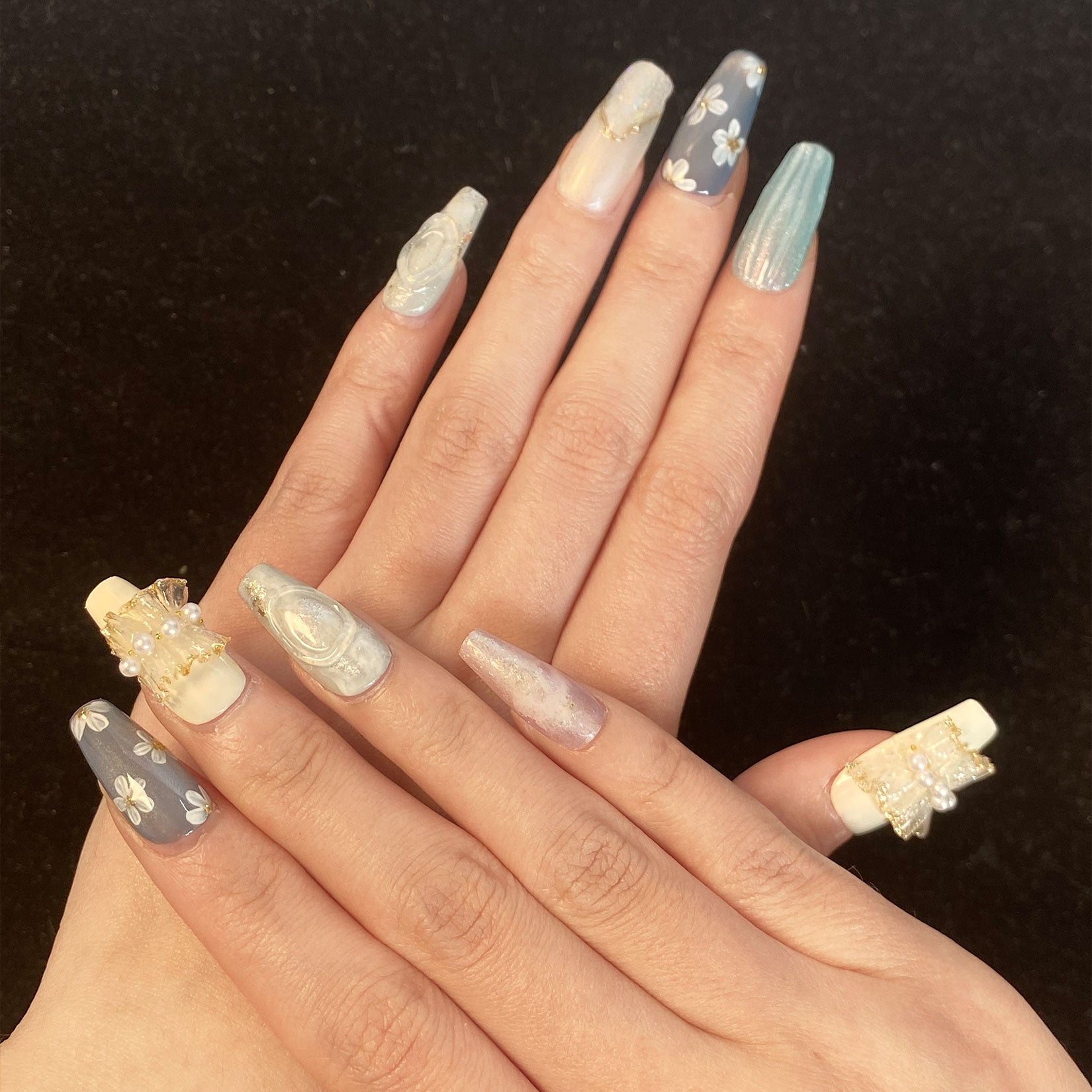 A1702-Meiyiyi original handcrafted high-end custom hand-painted wearable nails, luxurious custom style