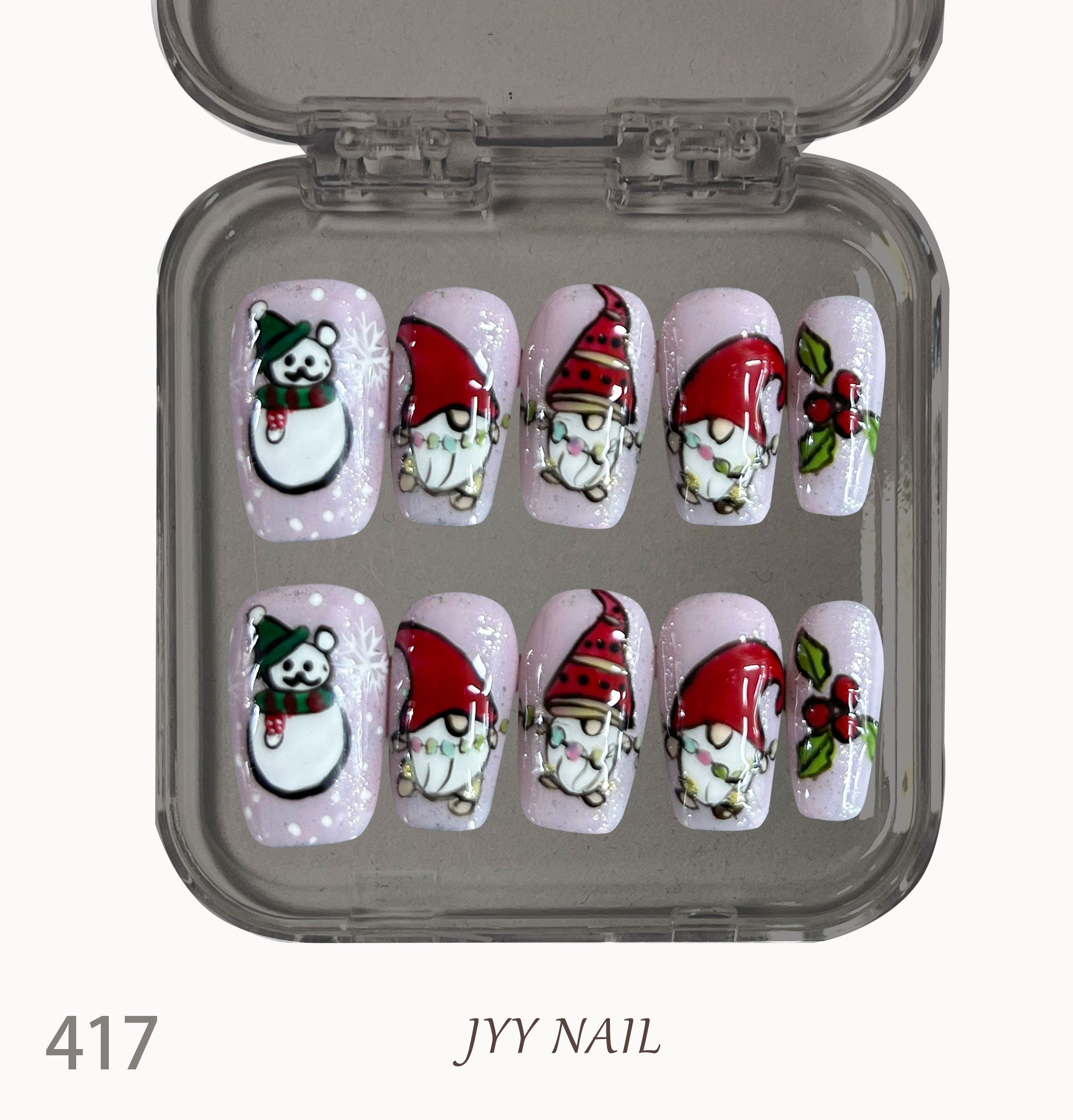 A417 Christmas snowman:Hand-painted high luxury Christmas manicure