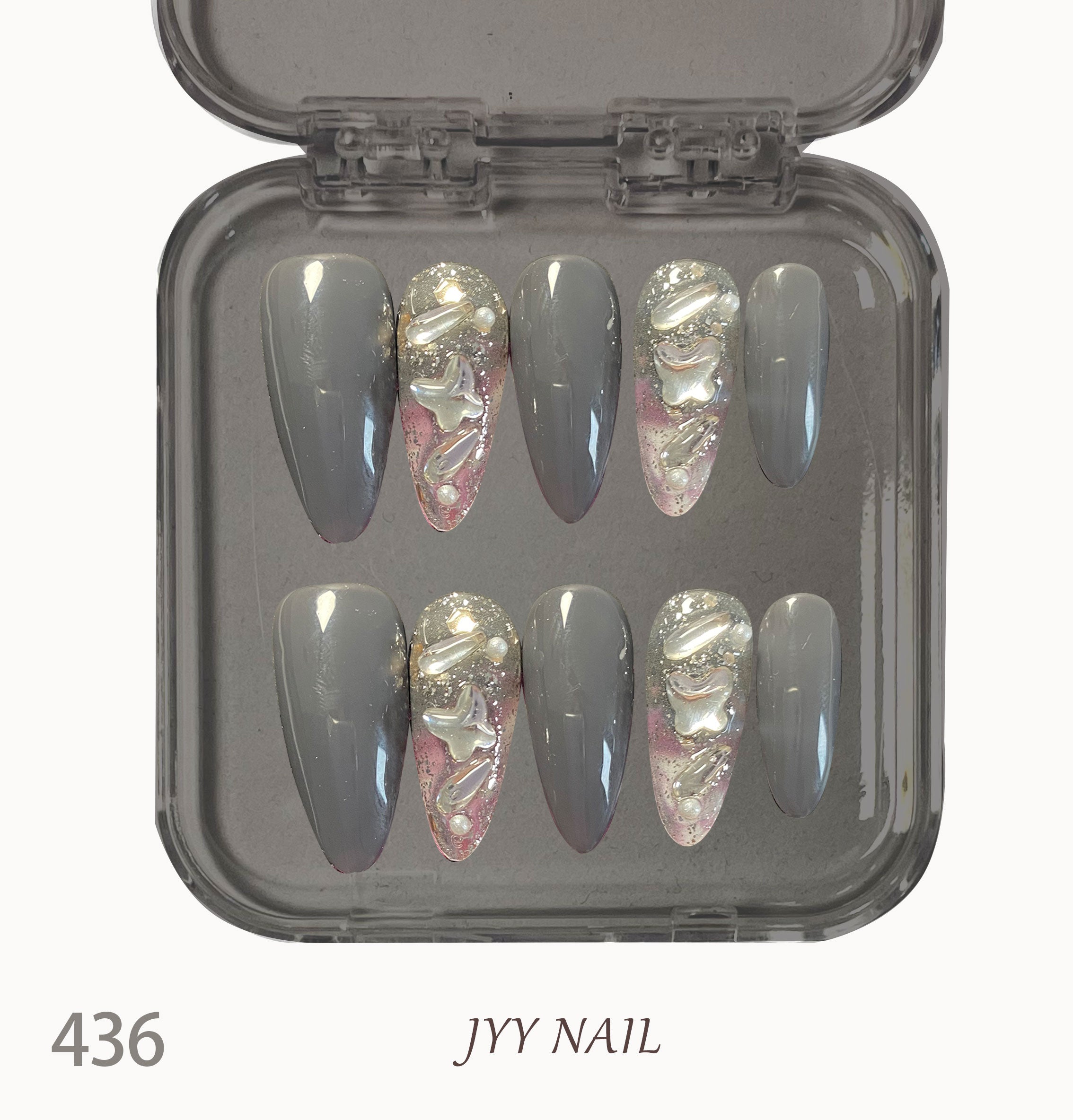 A436 Grey diamond:Premium gray Hop full Diamond nail art