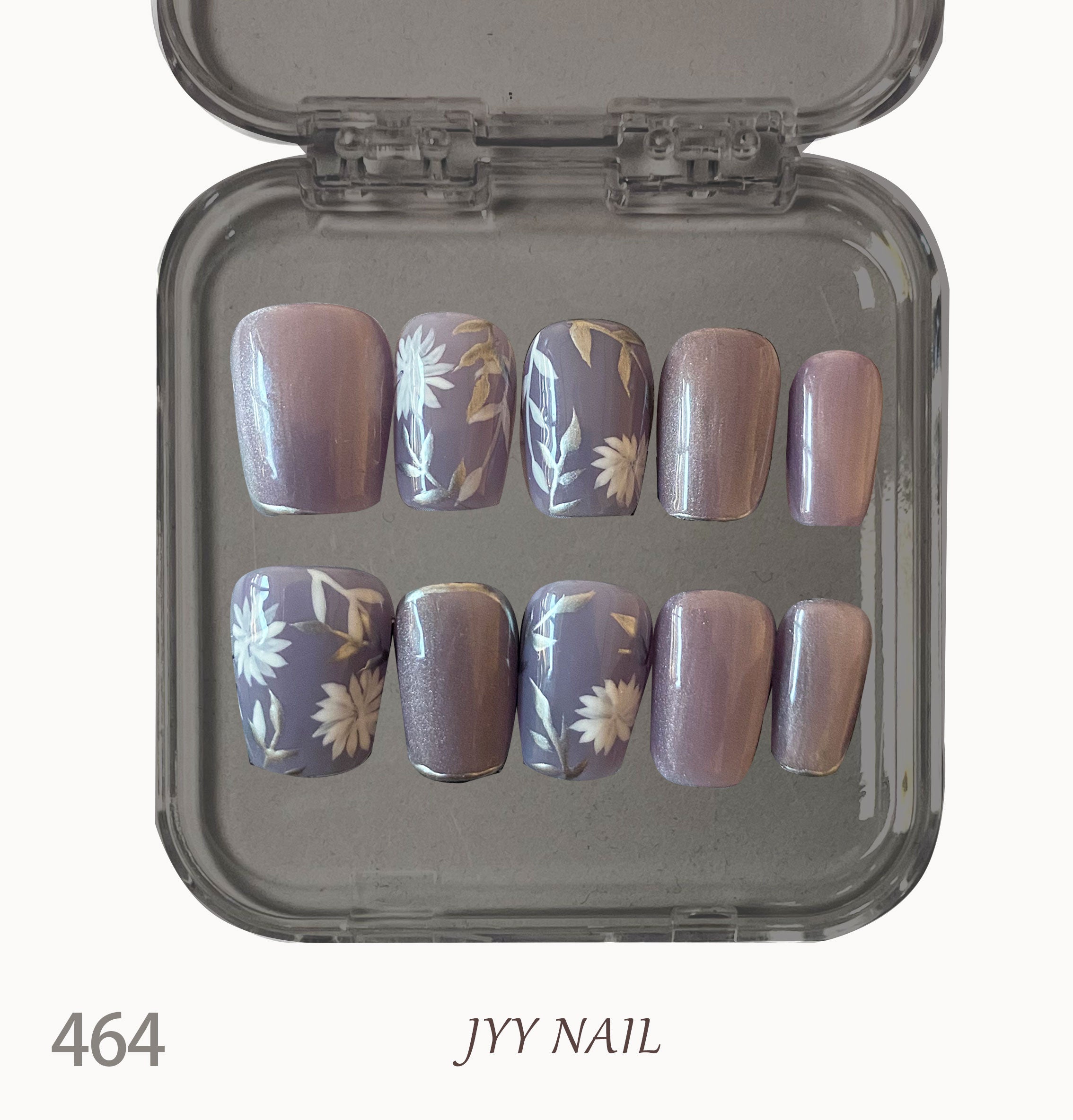 A464 Purple cat 's-eye chrysanthemums:Pure hand-painted cat eye chrysanthemum nail