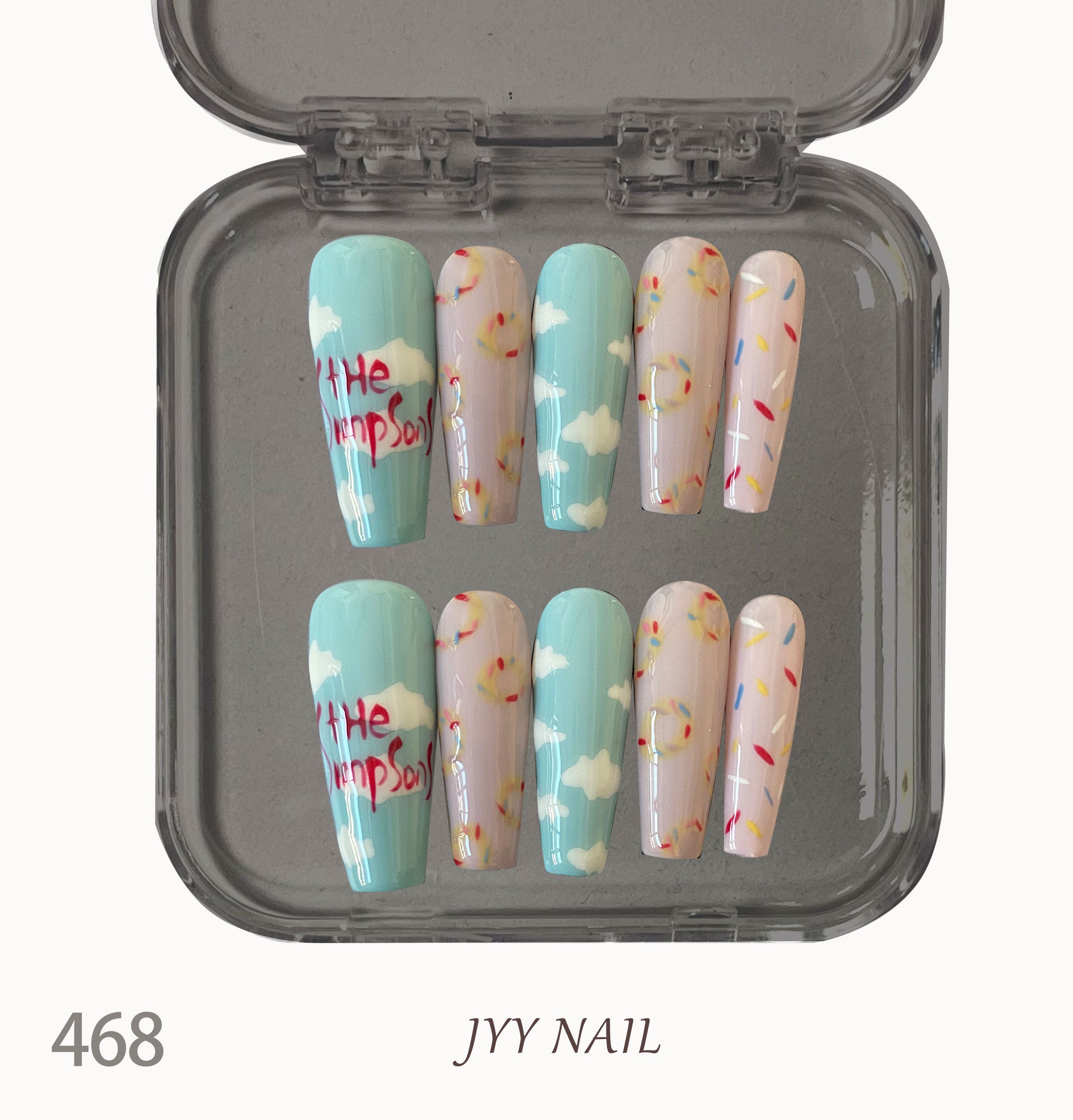 A468 Colored macarons：Pure hand-painted fresh and lovely style custom manicure series