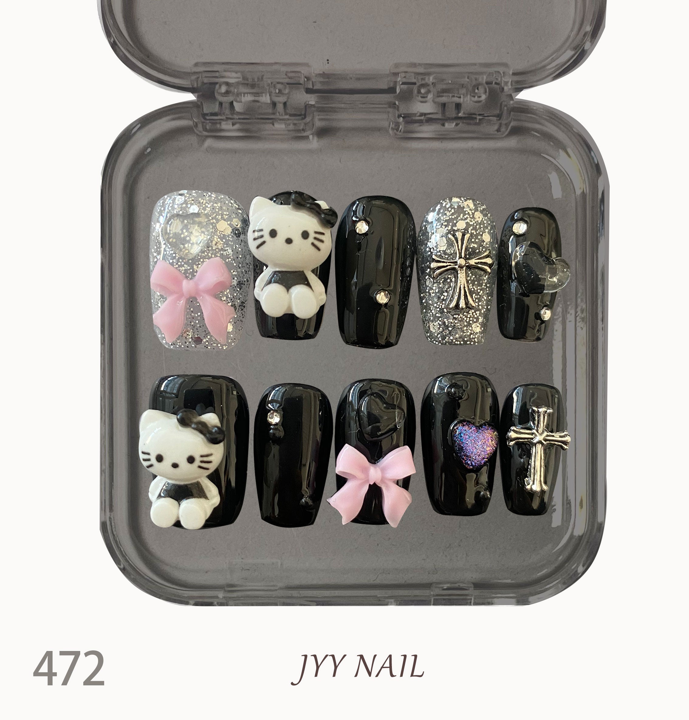 A472 Black and pink Cat:Pure hand-painted high-end three-dimensional cat