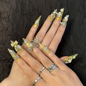 A1896-Meiyi Yi's original designer's heavy hand-painted French cat's eye nail art