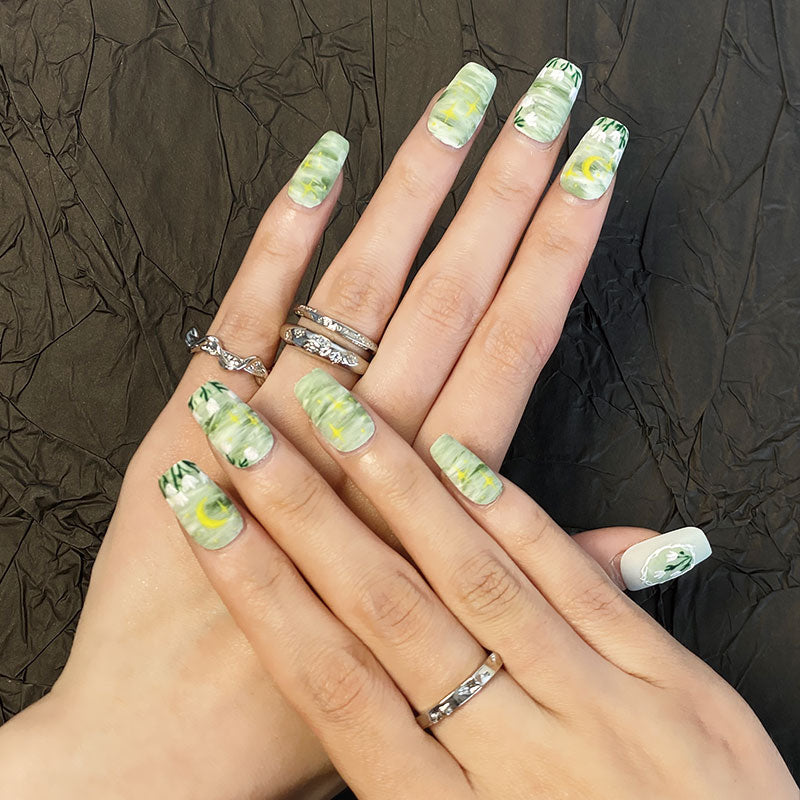 A1890-Meiyi Yi's original designer's heavy hand-painted French cat's eye nail art