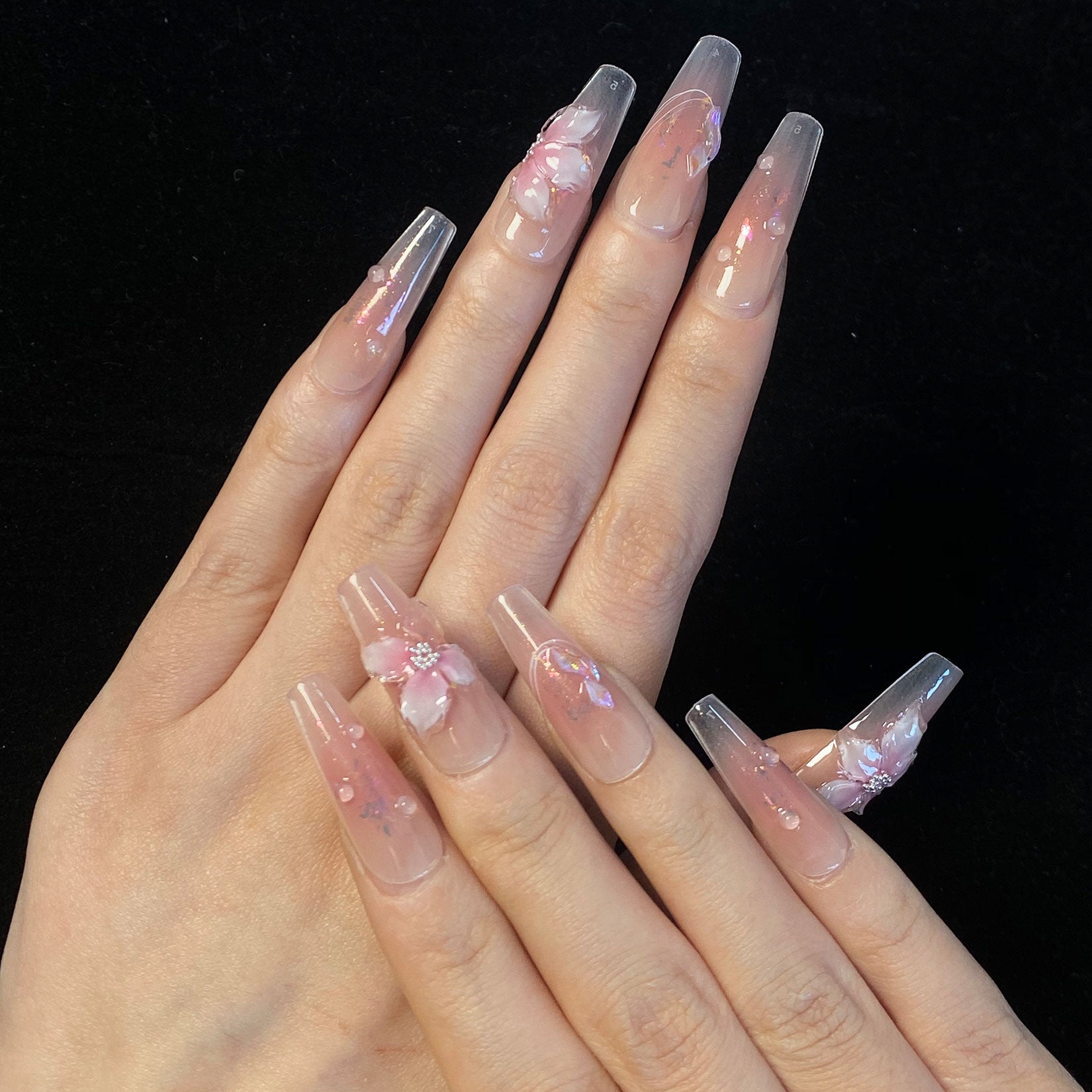 A1701-Meiyiyi original pure handcrafted high-end custom hand-painted wearable nails, luxurious custom style