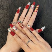 A1894-Meiyi Yi's original designer's heavy hand-painted French cat's eye nail art