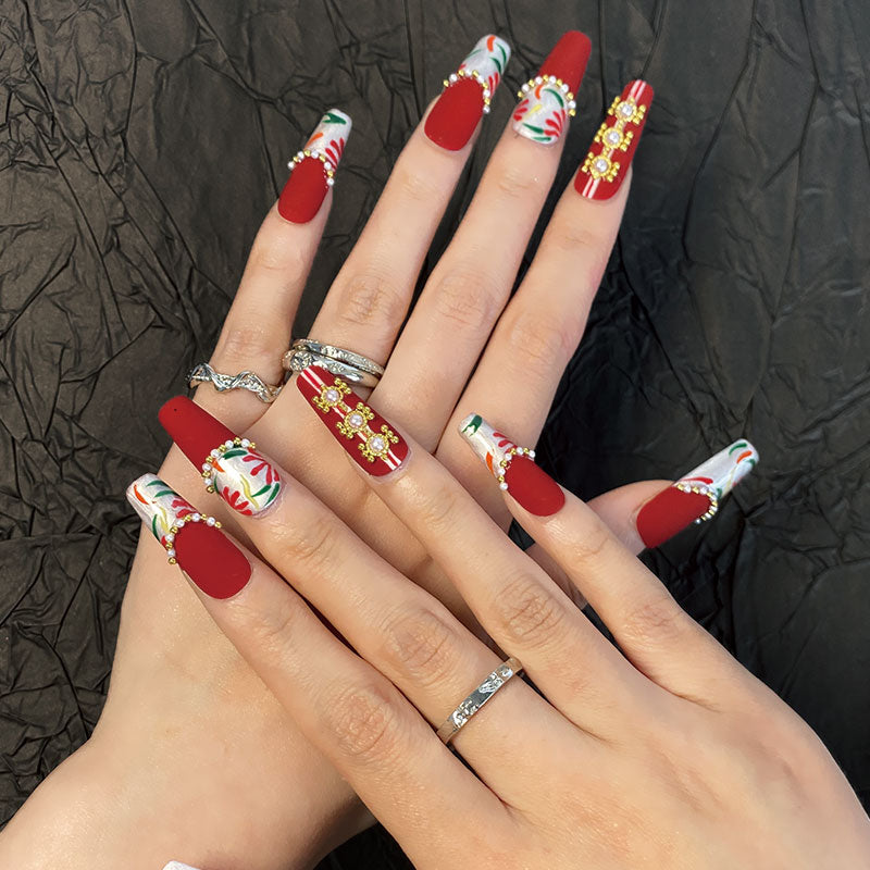 A1894-Meiyi Yi's original designer's heavy hand-painted French cat's eye nail art