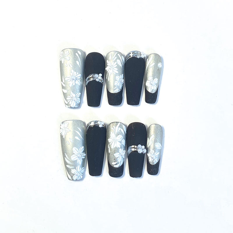 A1892-Meiyi Yi's original designer's heavy hand-painted French cat's eye nail art