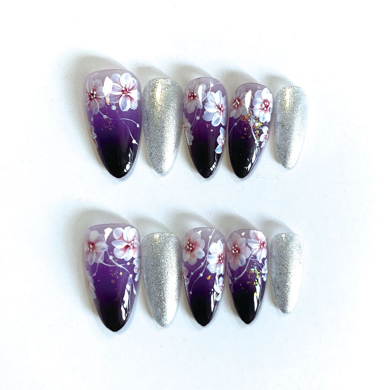 A1135-Meiyi Yi's original designer's heavy hand-painted French cat's eye nail art