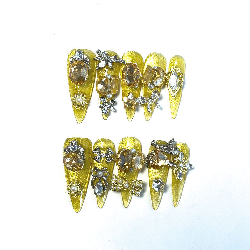 A1896-Meiyi Yi's original designer's heavy hand-painted French cat's eye nail art