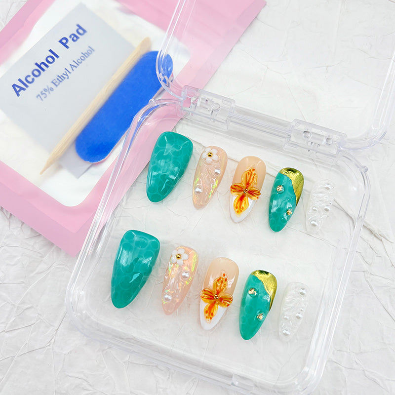 zb73..A display board featuring 24 different styles of fashionable and trendy nail wear.