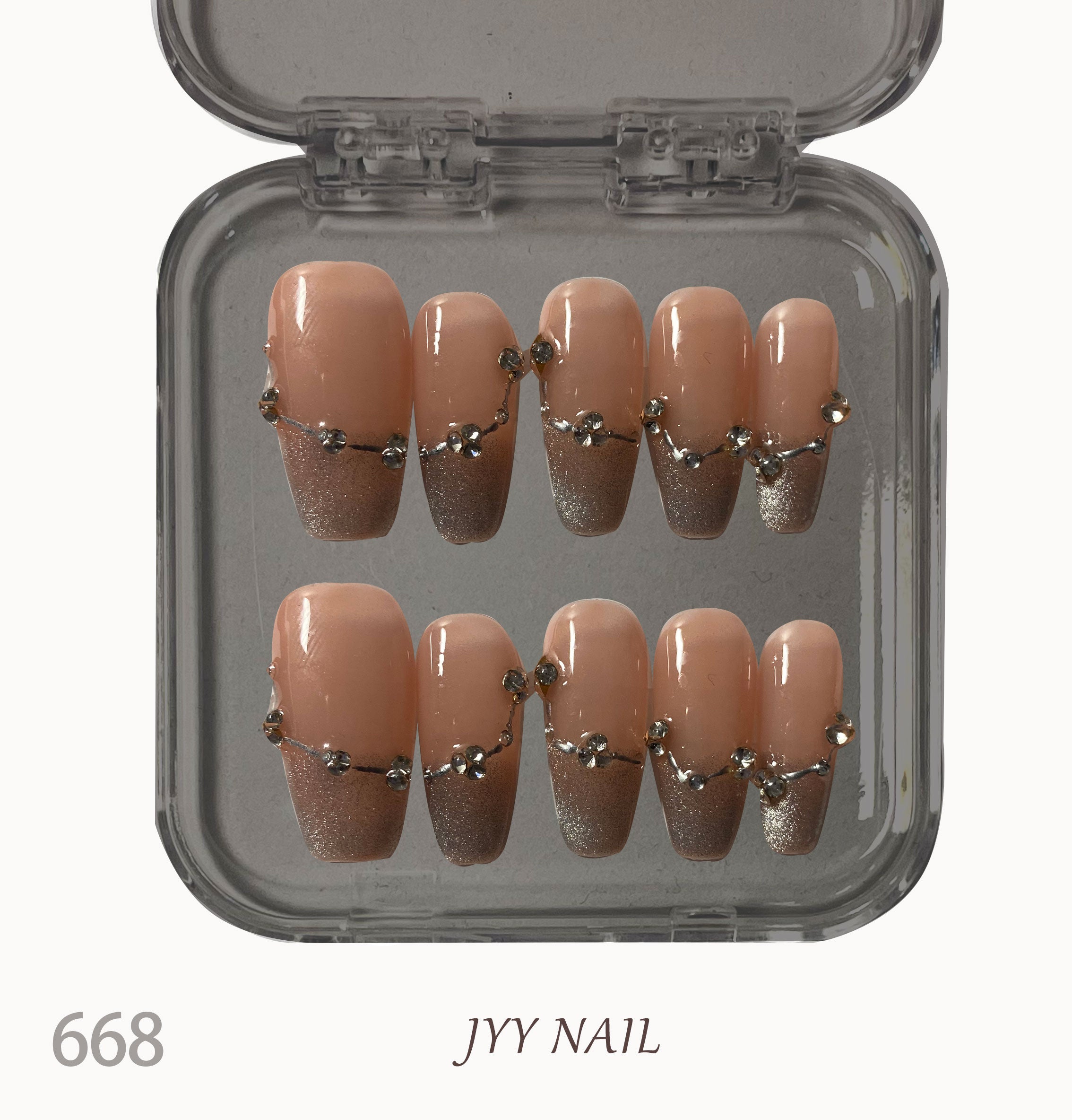 A668French drill：Hand-painted French applique nails