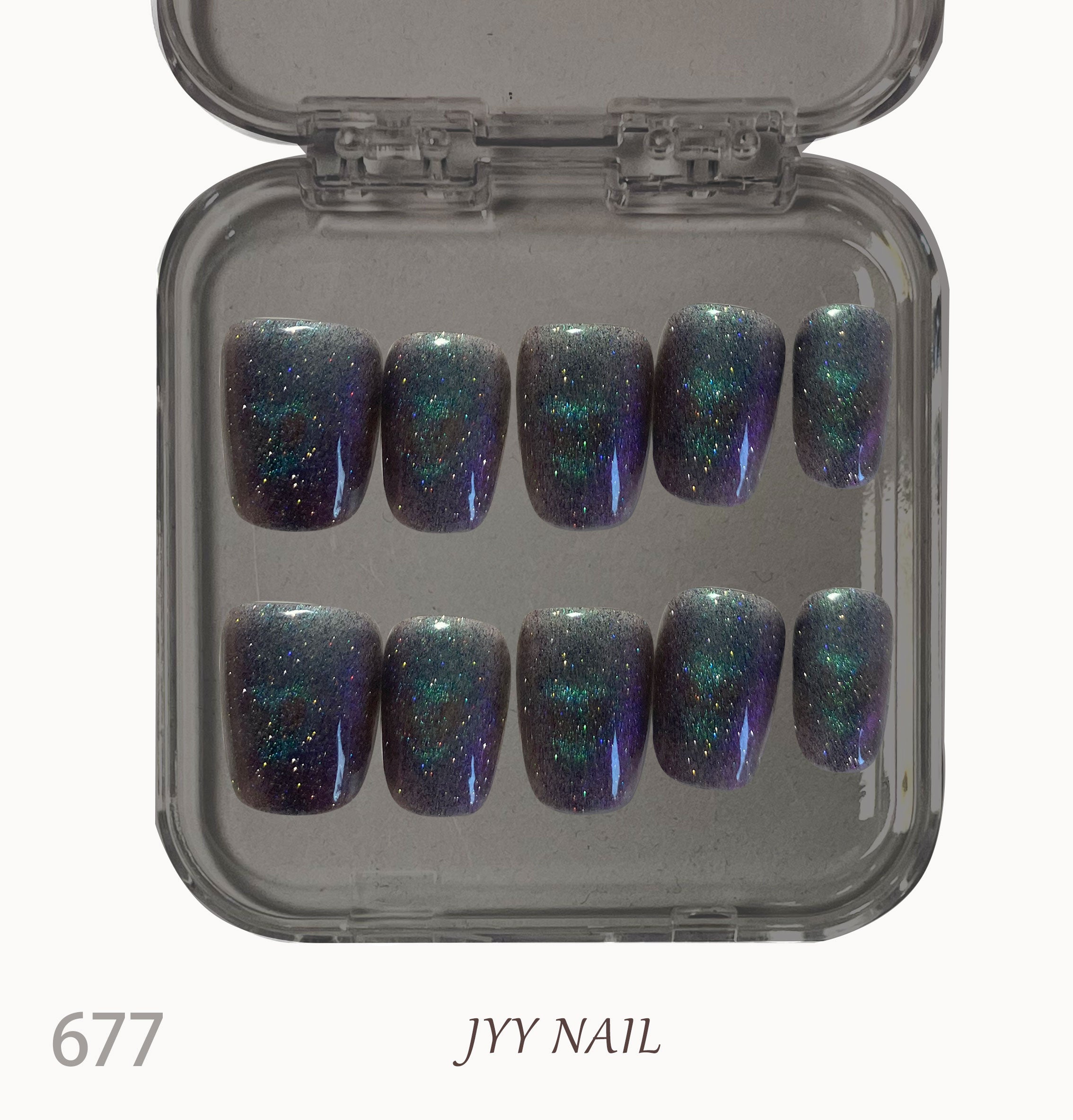 A677Light purple love cat eyes:Hand painted light purple love cat eye nails