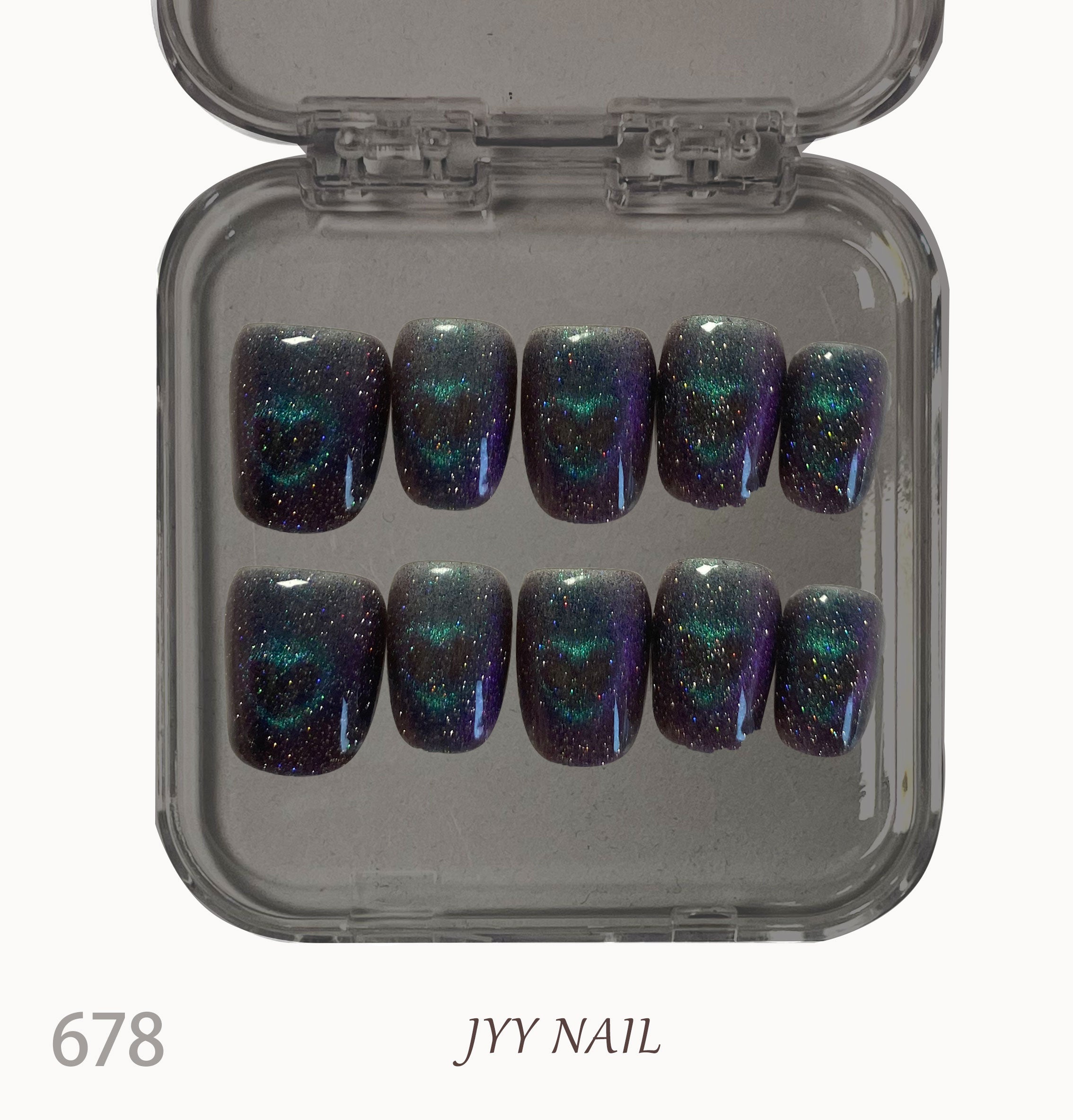 A678Cat's eye:Hand-painted love cat eye nails