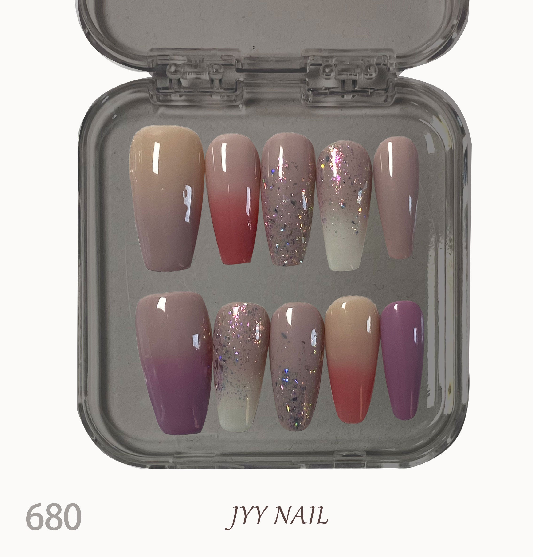 A680Gradient flash:Hand painted gradient fine flash nails