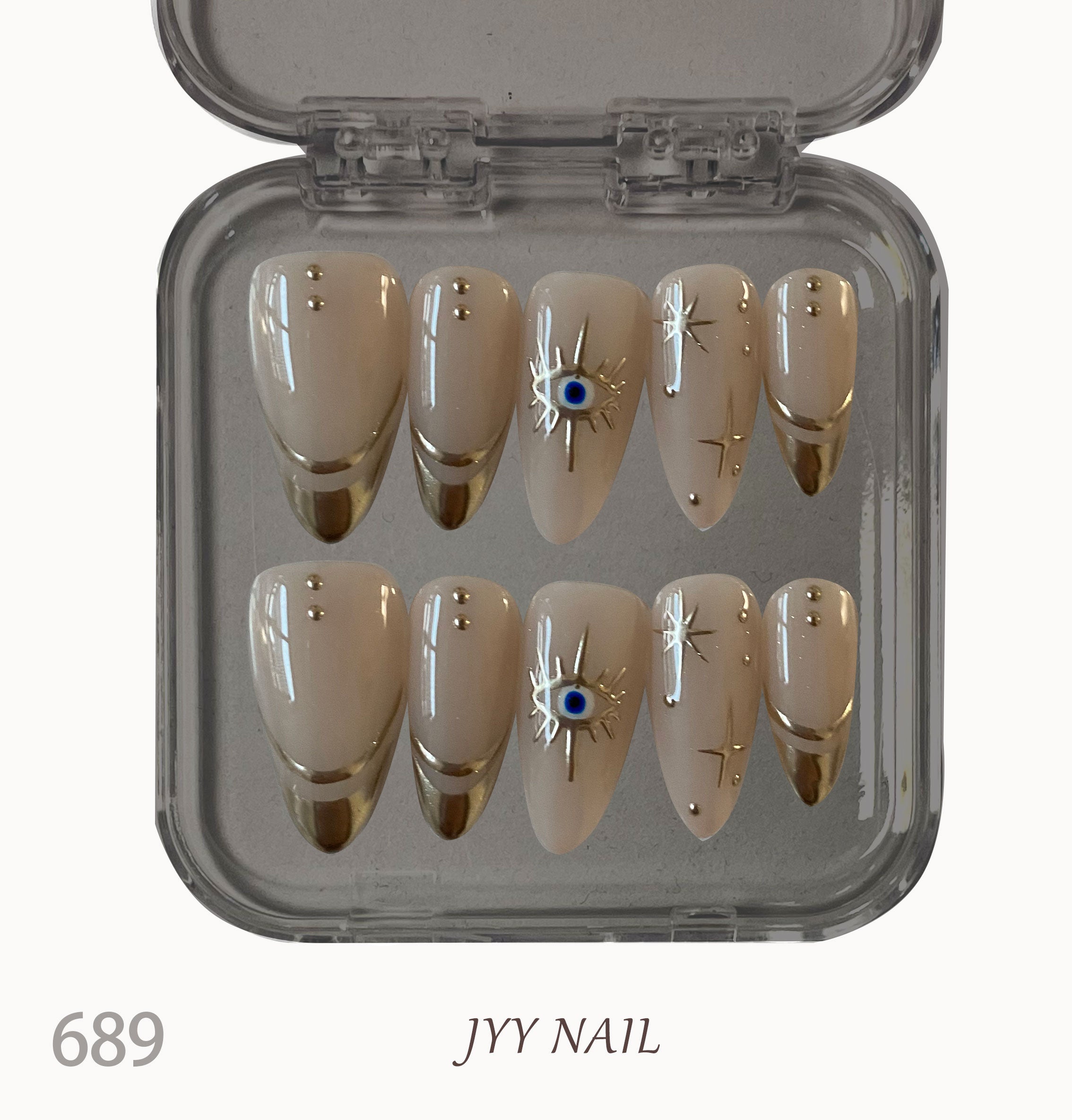 A689French star：Hand-painted French star nails
