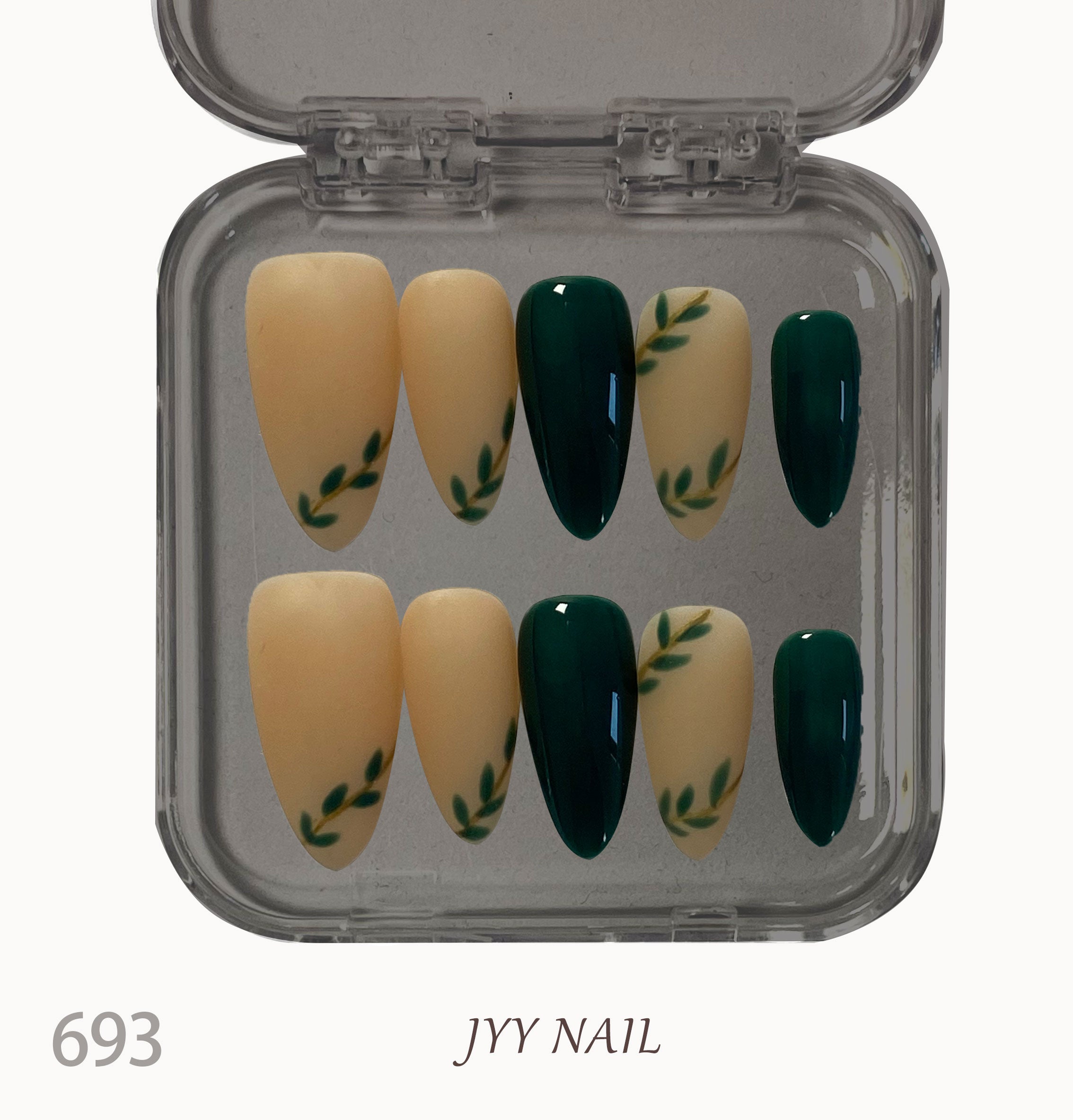 A693Solid leaf:Hand painted solid color leaf nails