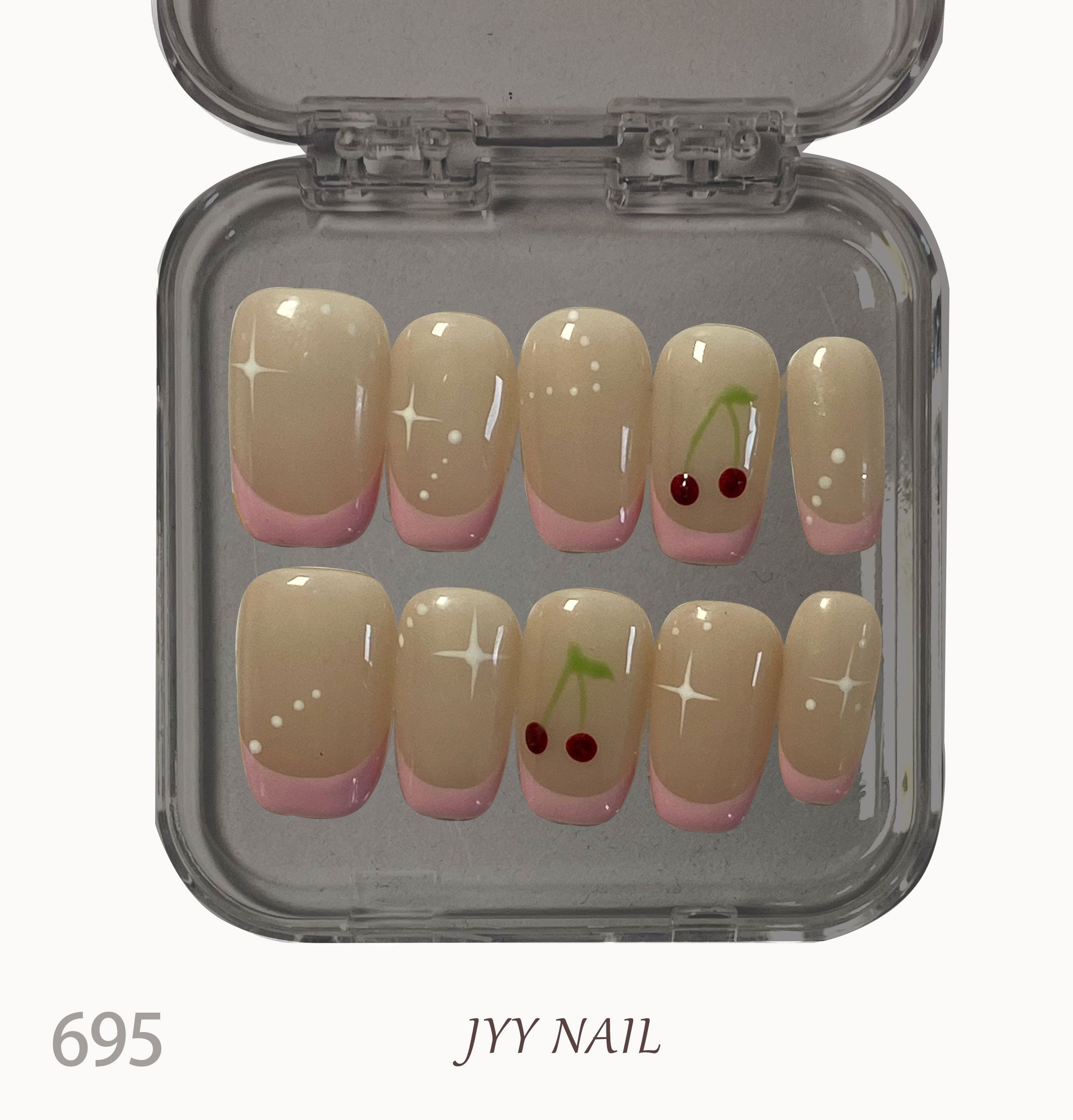 A695Bubble mat：Hand painted cherry bubble Matt nails