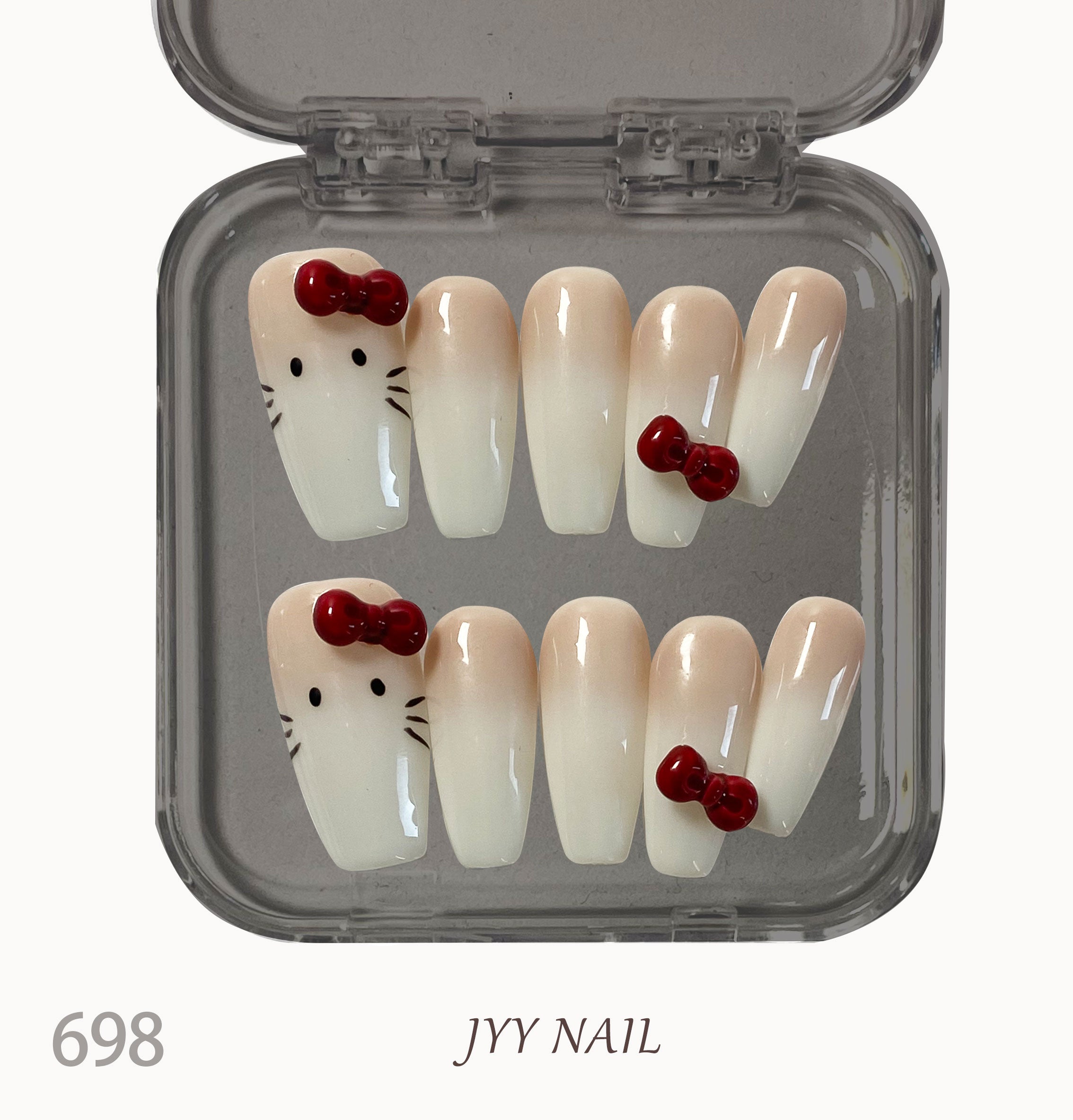 A698HelloKitty:HelloKitty nails with bows
