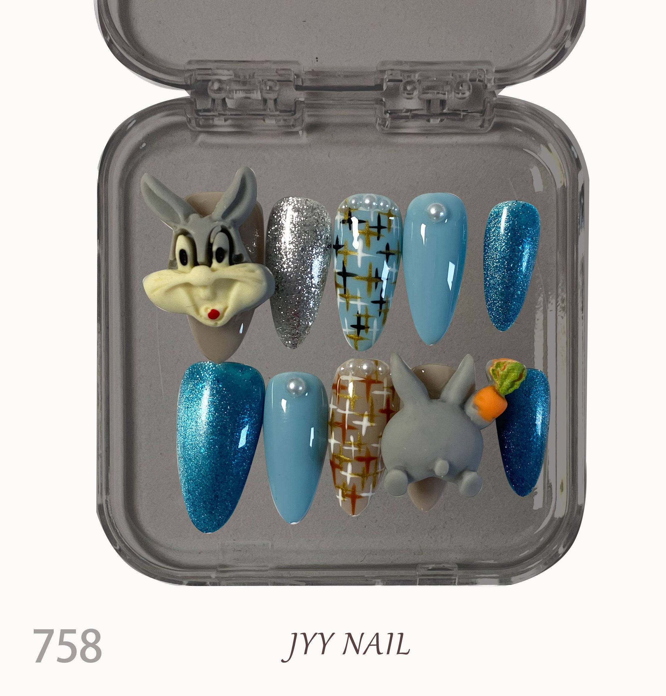 A758Bugs Bunny:3D animated Bugs Bunny nails