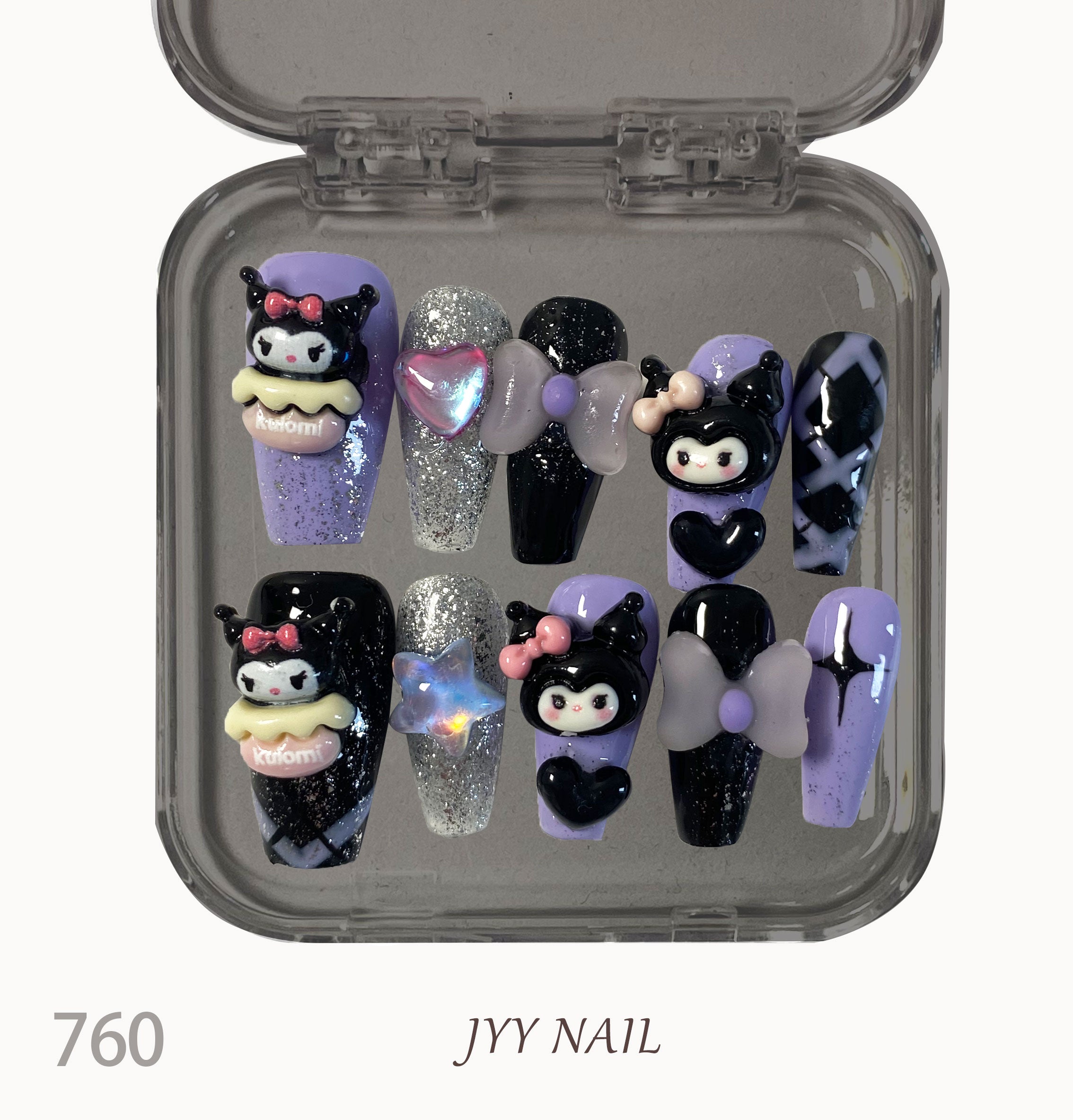 A760Kulomi love:Hand-painted mesh Kulomi nails