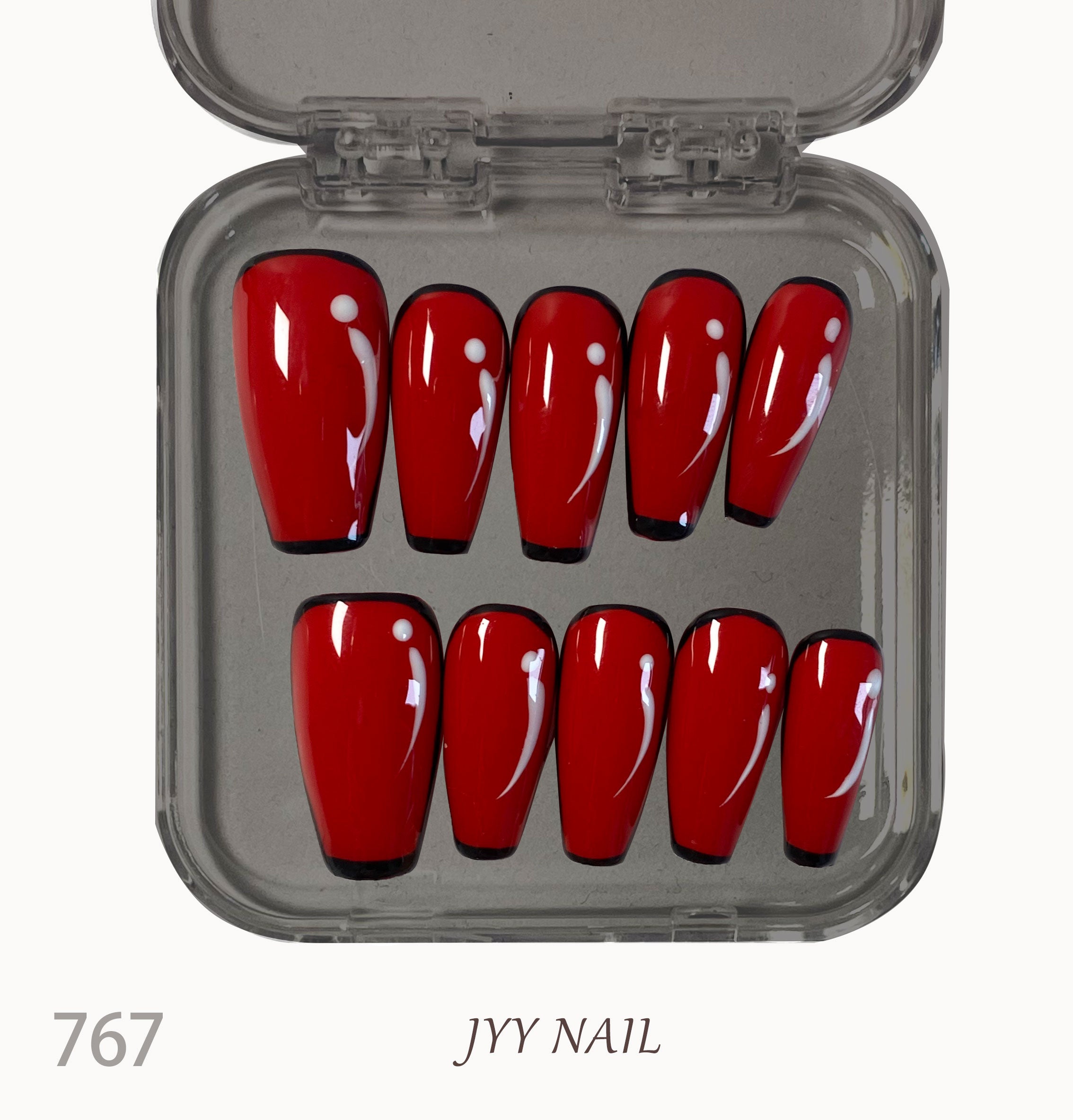 A767Geometric comics on red ground：Hand-drawn comic on red with black edge nails