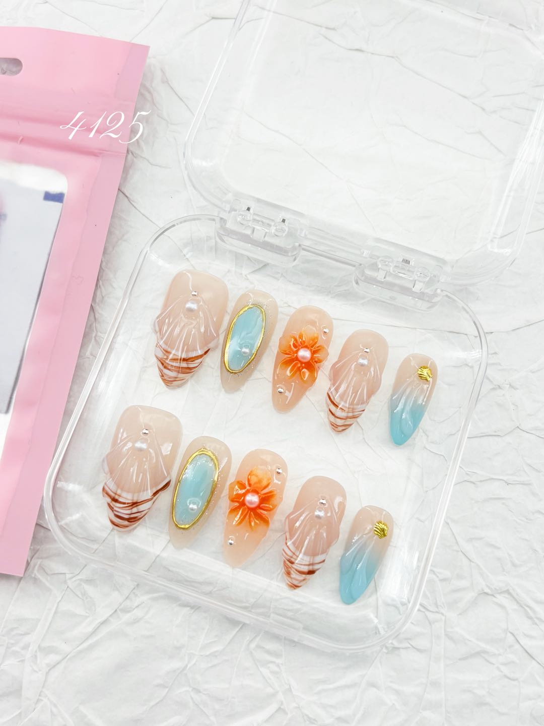 zb16..Colorful and richly decorated nail wear