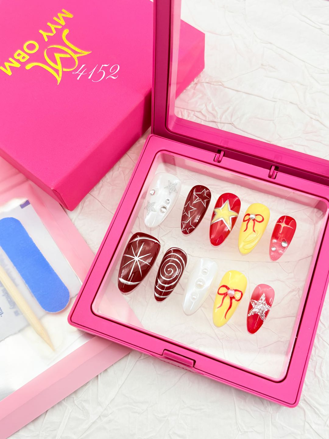 zb16..Colorful and richly decorated nail wear